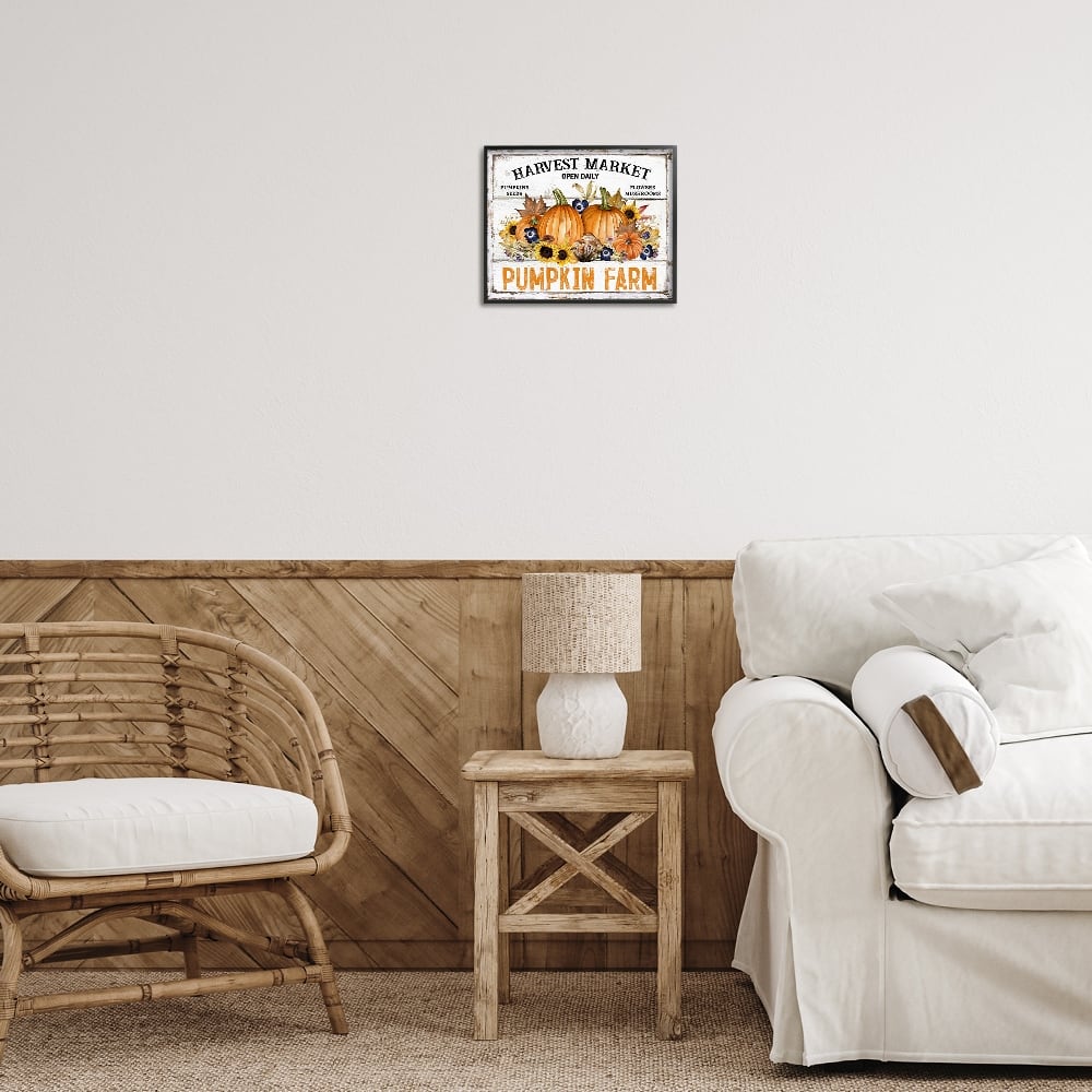 Stupell Industries Pumpkin Farm with Sunflowers Framed Giclee Art