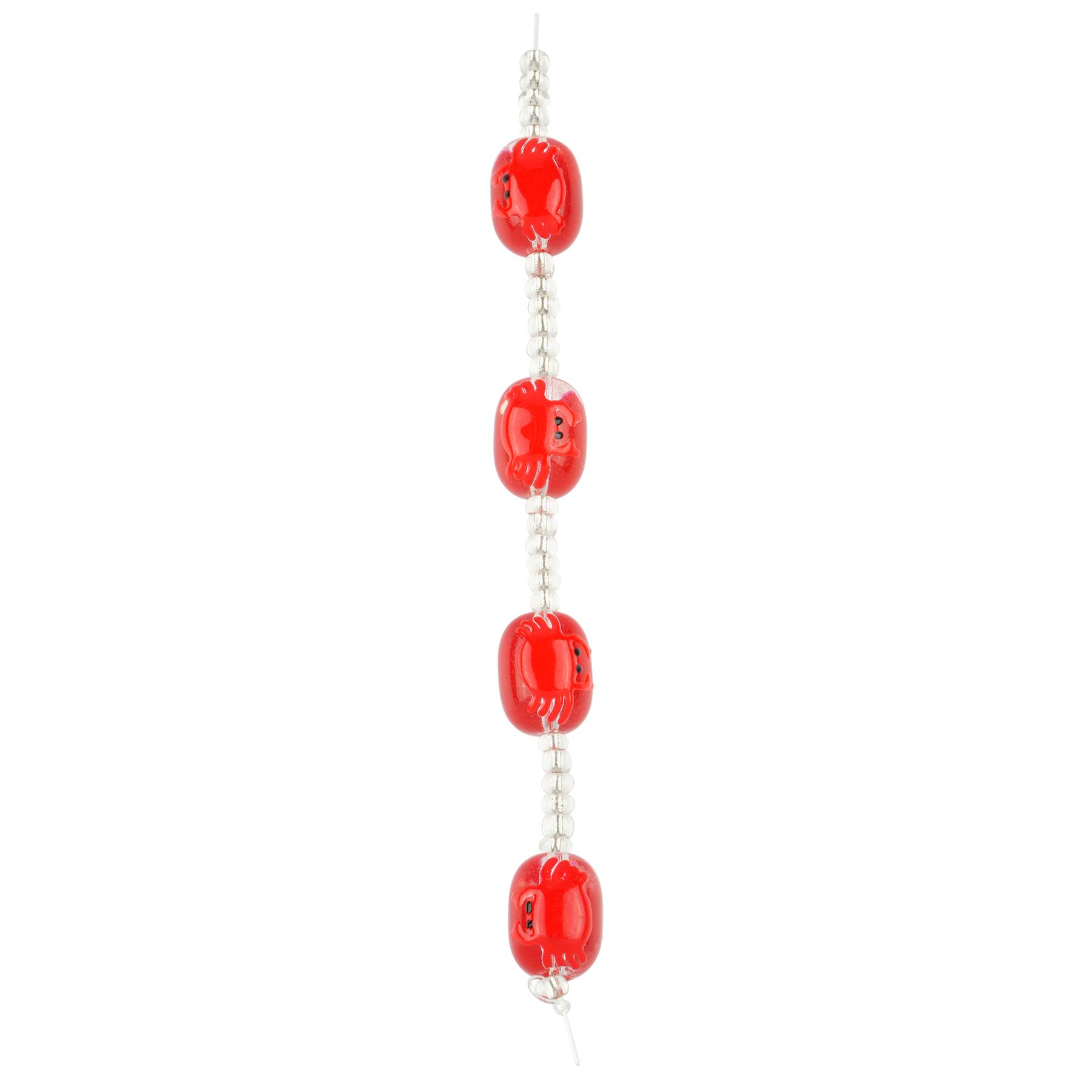 Red Crab Painted Glass Beads by Bead Landing™
