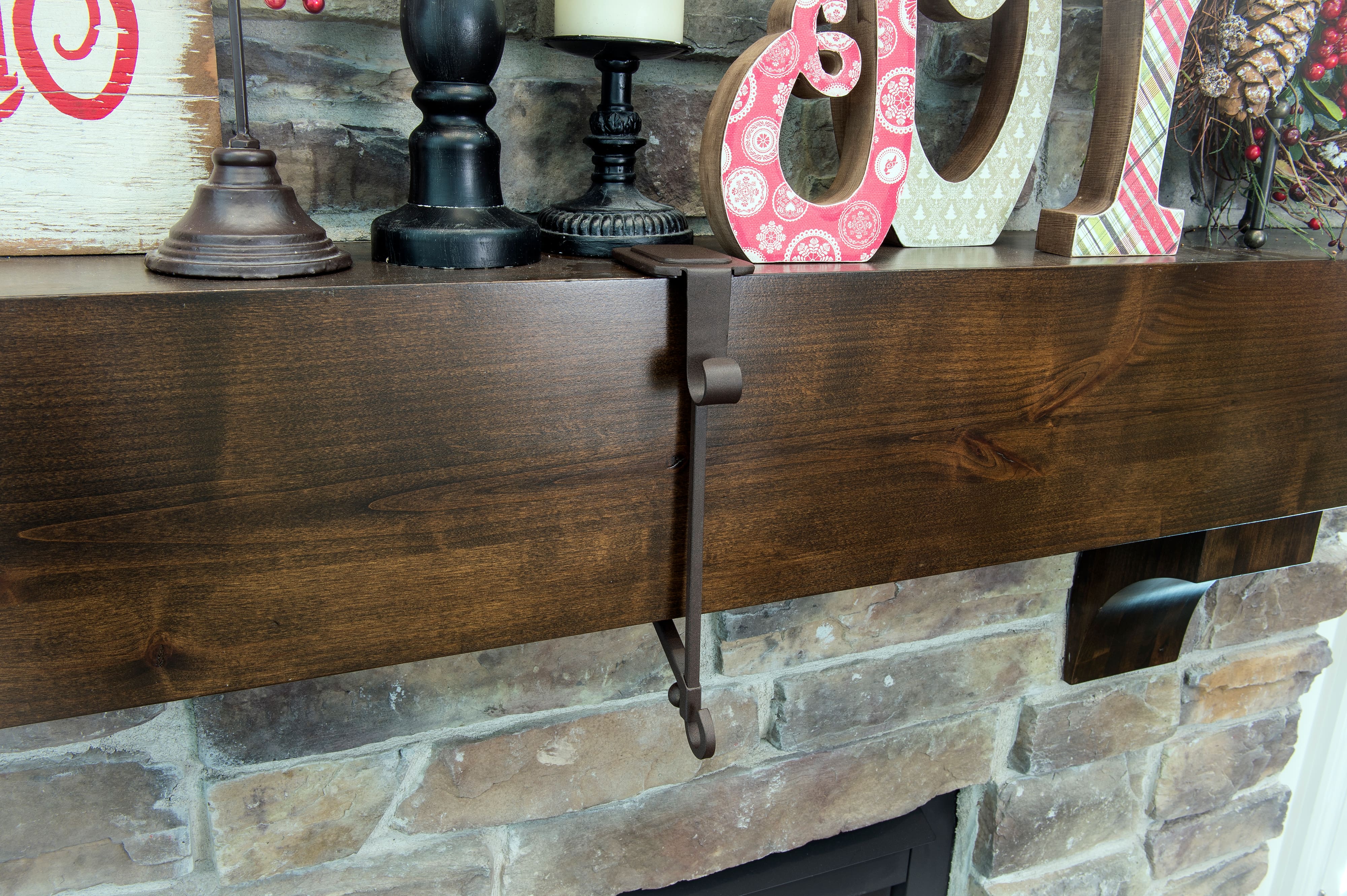 Brown Mantel Garland & Christmas Stocking Holder, 2ct.