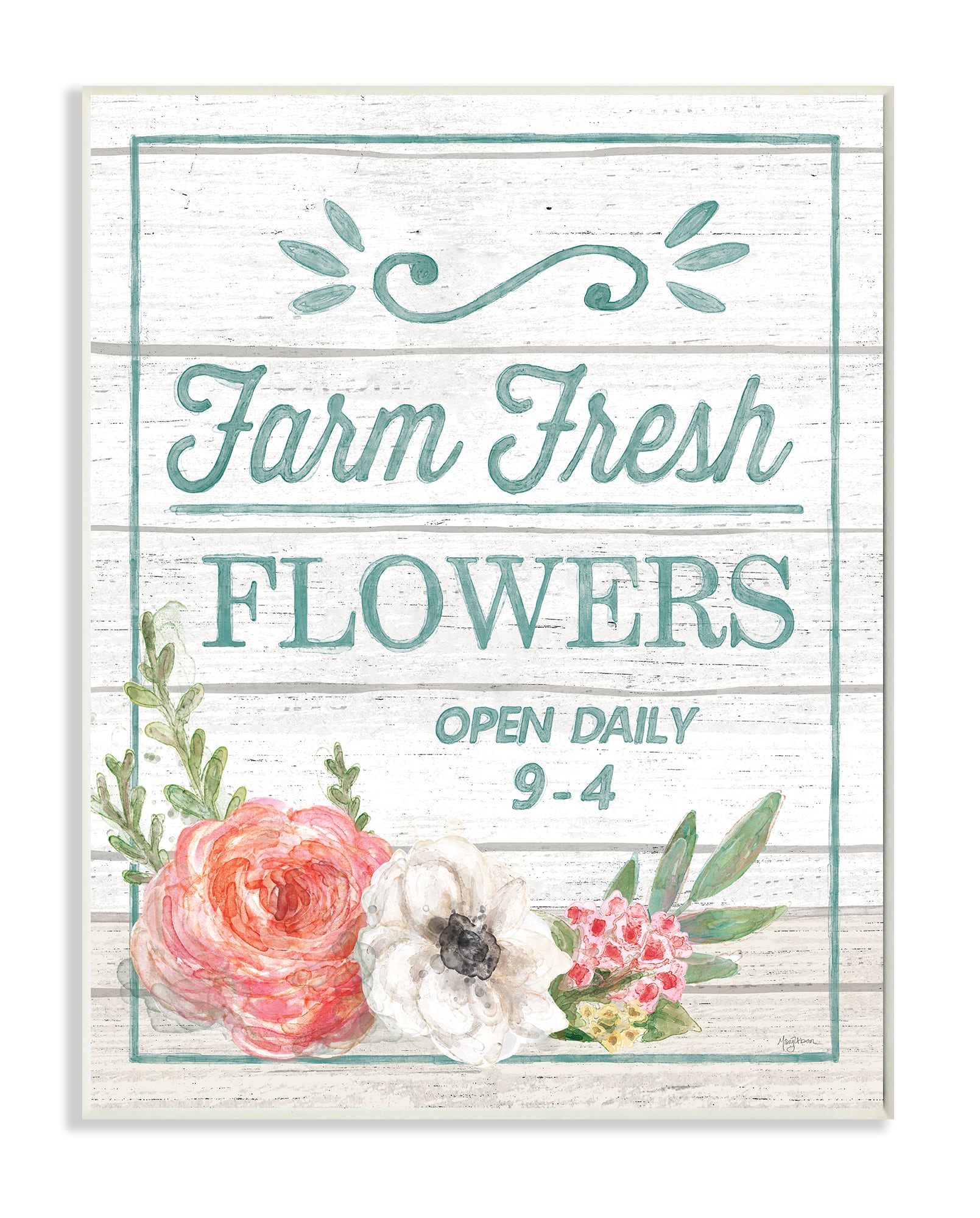 Stupell Industries Farm Fresh Flowers Wooden Wall Plaque