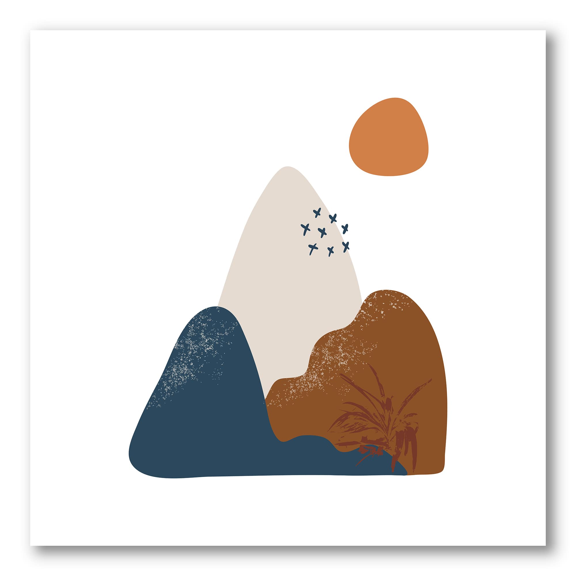 Designart - Abstract Flowers On Minimal Shapes VI - Modern Canvas Wall Art Print