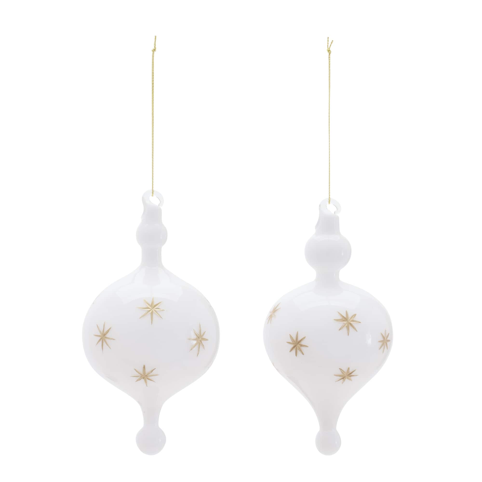 Melrose White Glass Ornament Set
