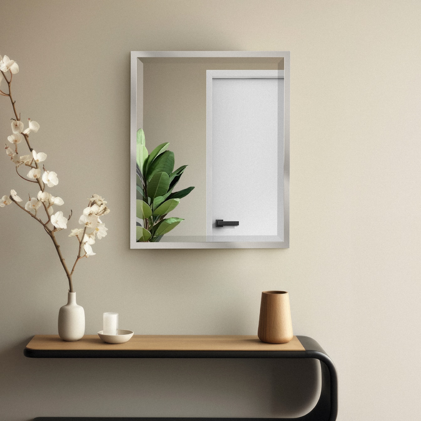 Head West Chrome Stainless Steel Beveled Wall Mirror