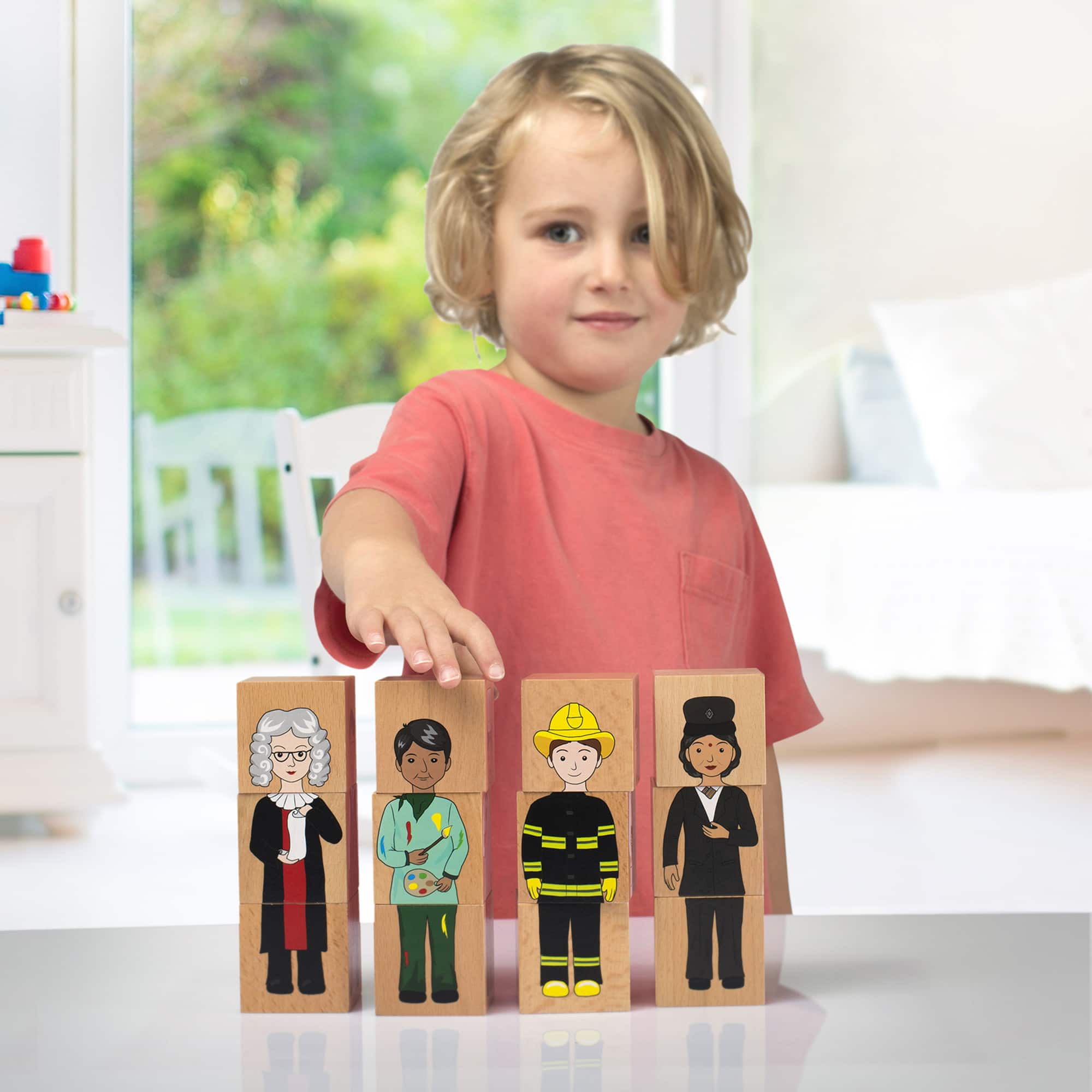 The Freckled Frog 2" Career Mix 'N' Match Wooden Blocks Set