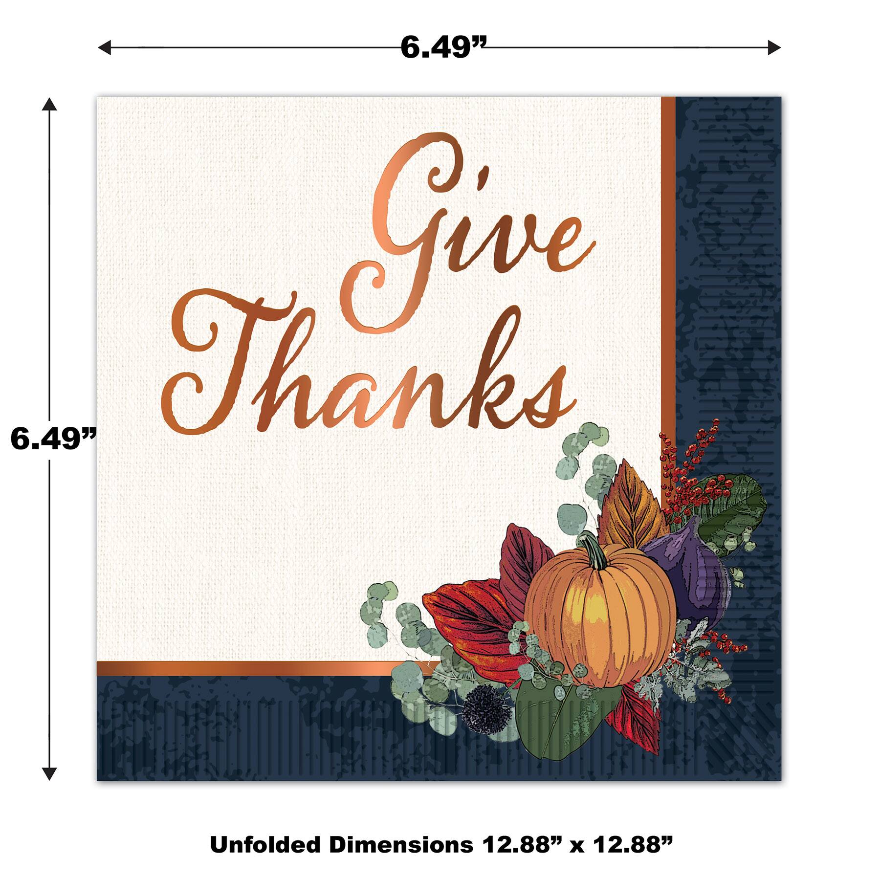 Beistle 6.5" x 6.5" Fall Thanksgiving Luncheon Napkins, 32ct.