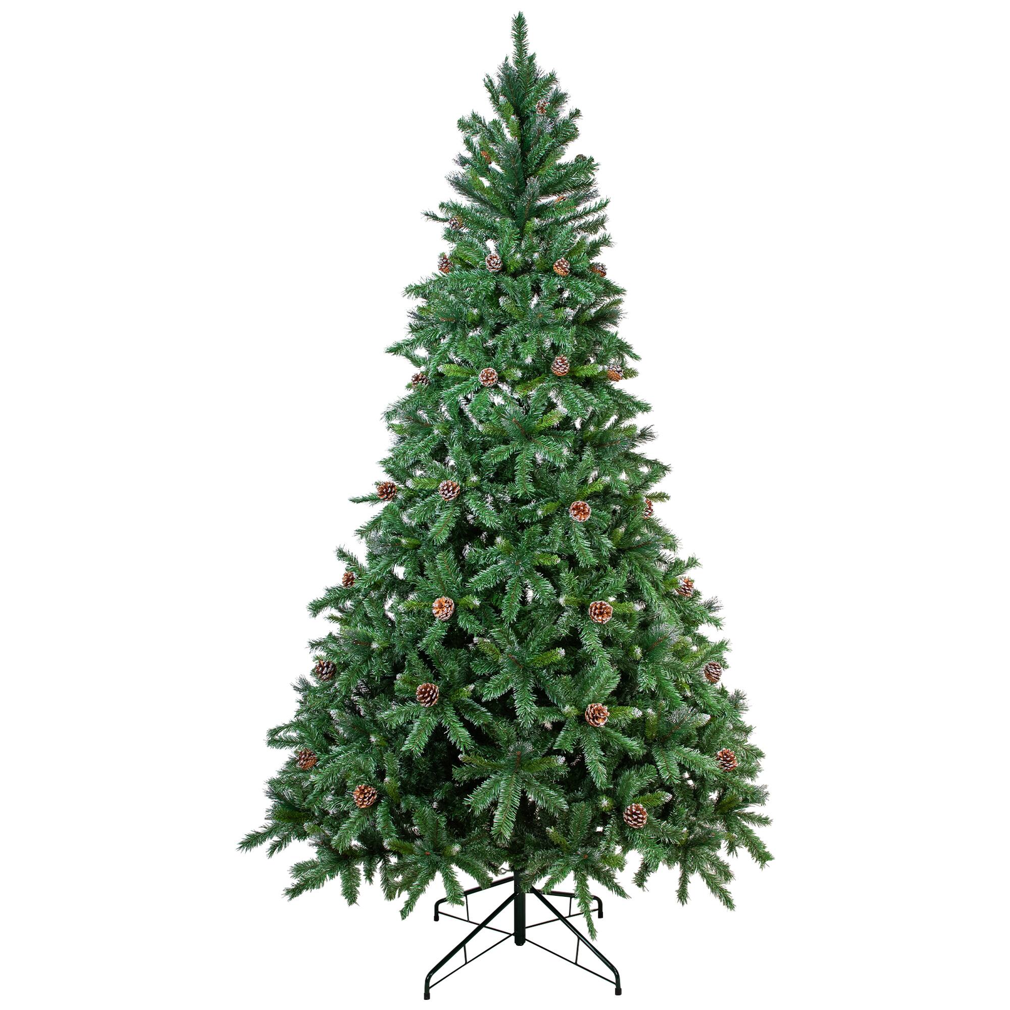 Northlight 12ft. Unlit Green Full Two-Tone Buckeye Glittered Pine & Pinecones Artificial Christmas Tree