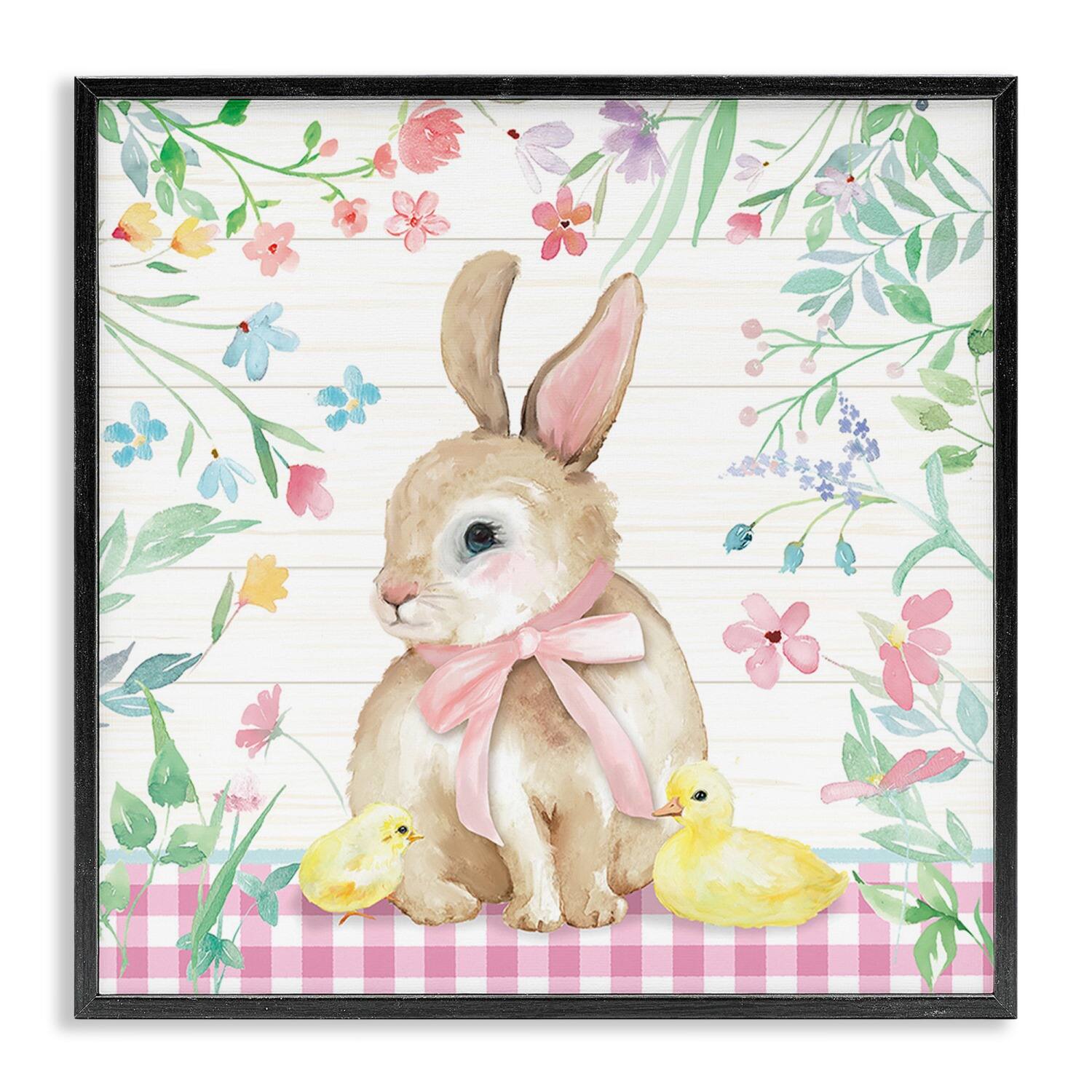 Stupell Industries Easter Bunny & Chicks Framed Giclee Art