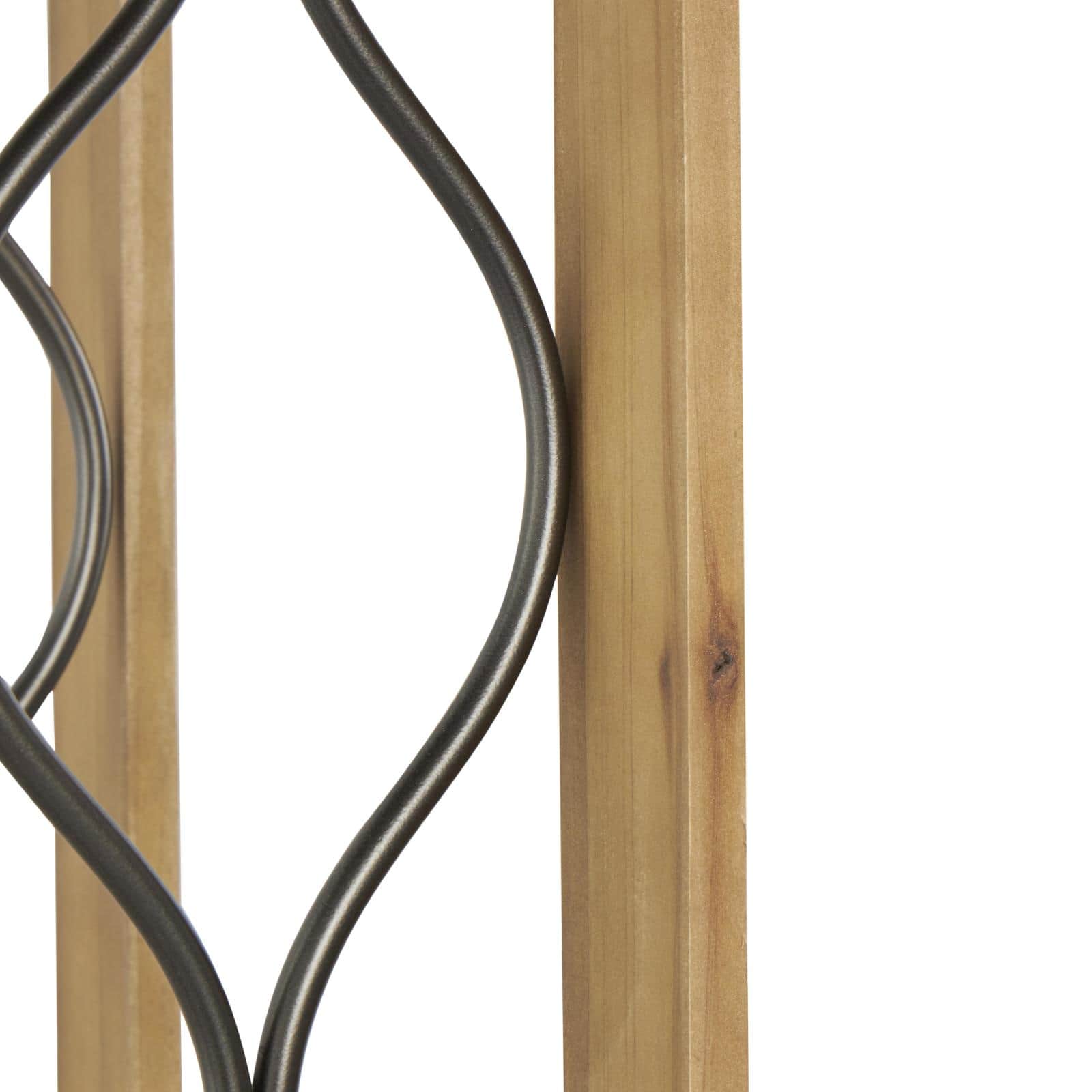 10" x 29" Brown Wood Tall 8 Slot Wine Rack with Gray Metal Curved Teardrop Holders