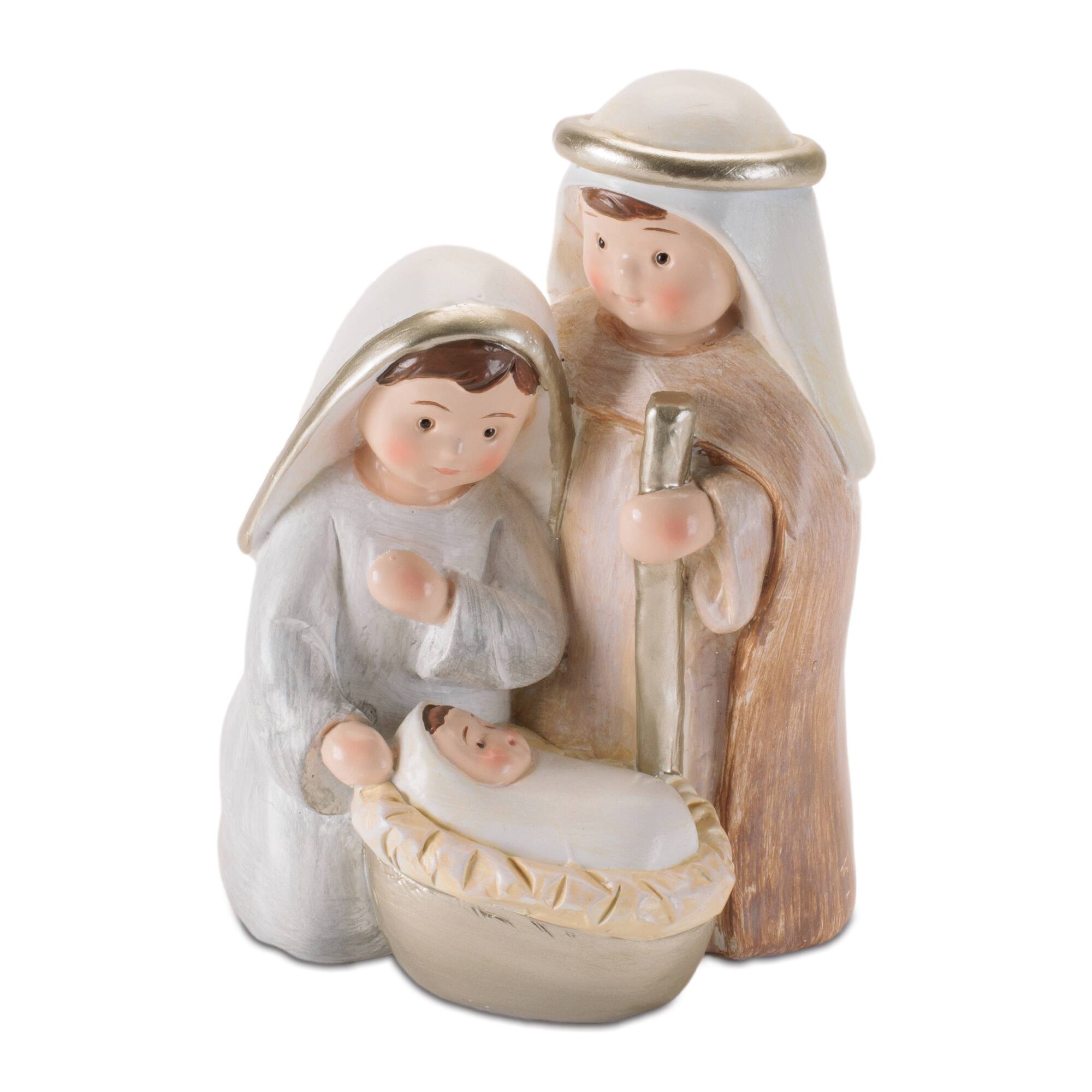 Melrose 5.75" Neutral Toned Holy Family Nativity Figurines, 4ct.