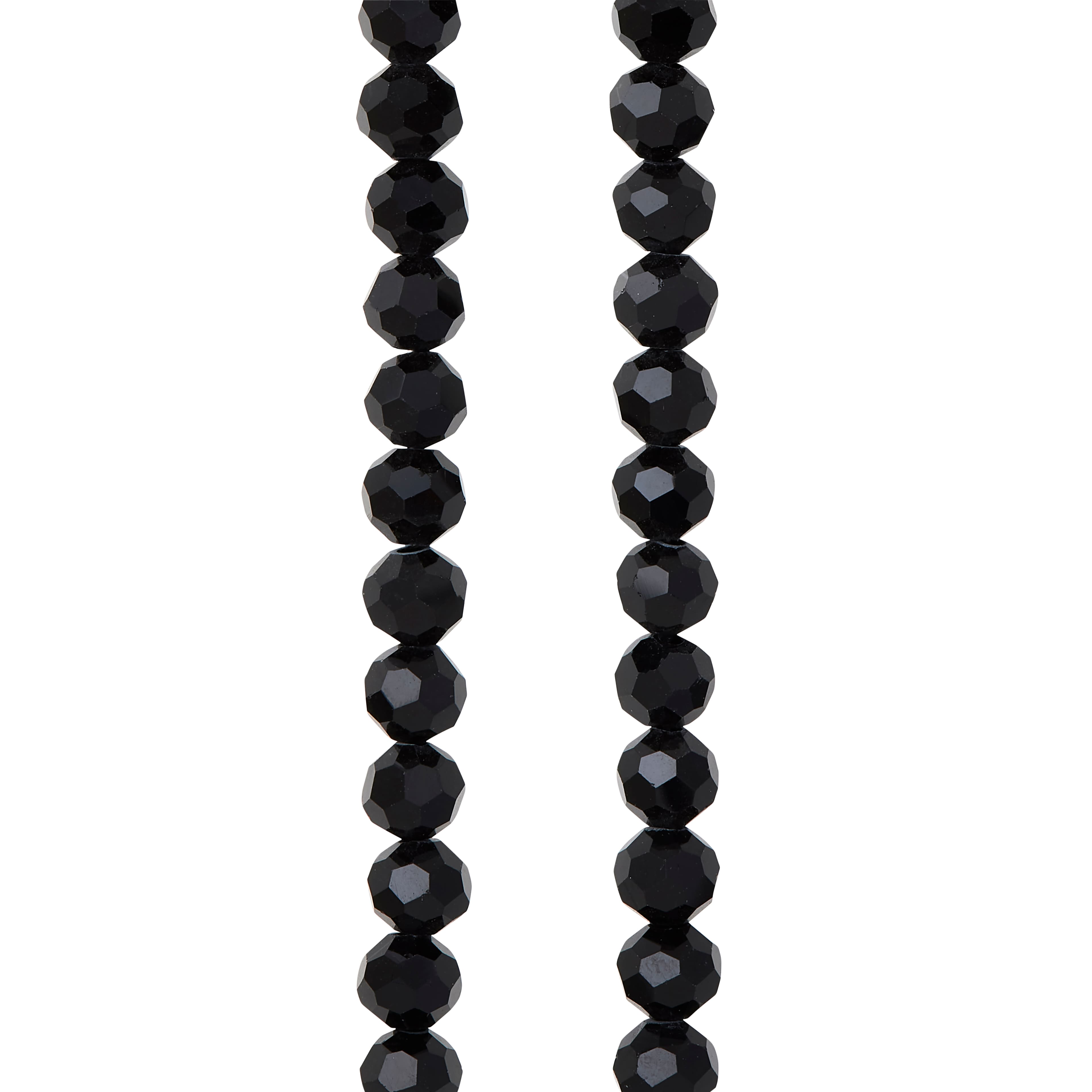 Jet Black Faceted Glass Round Beads, 6mm by Bead Landing™