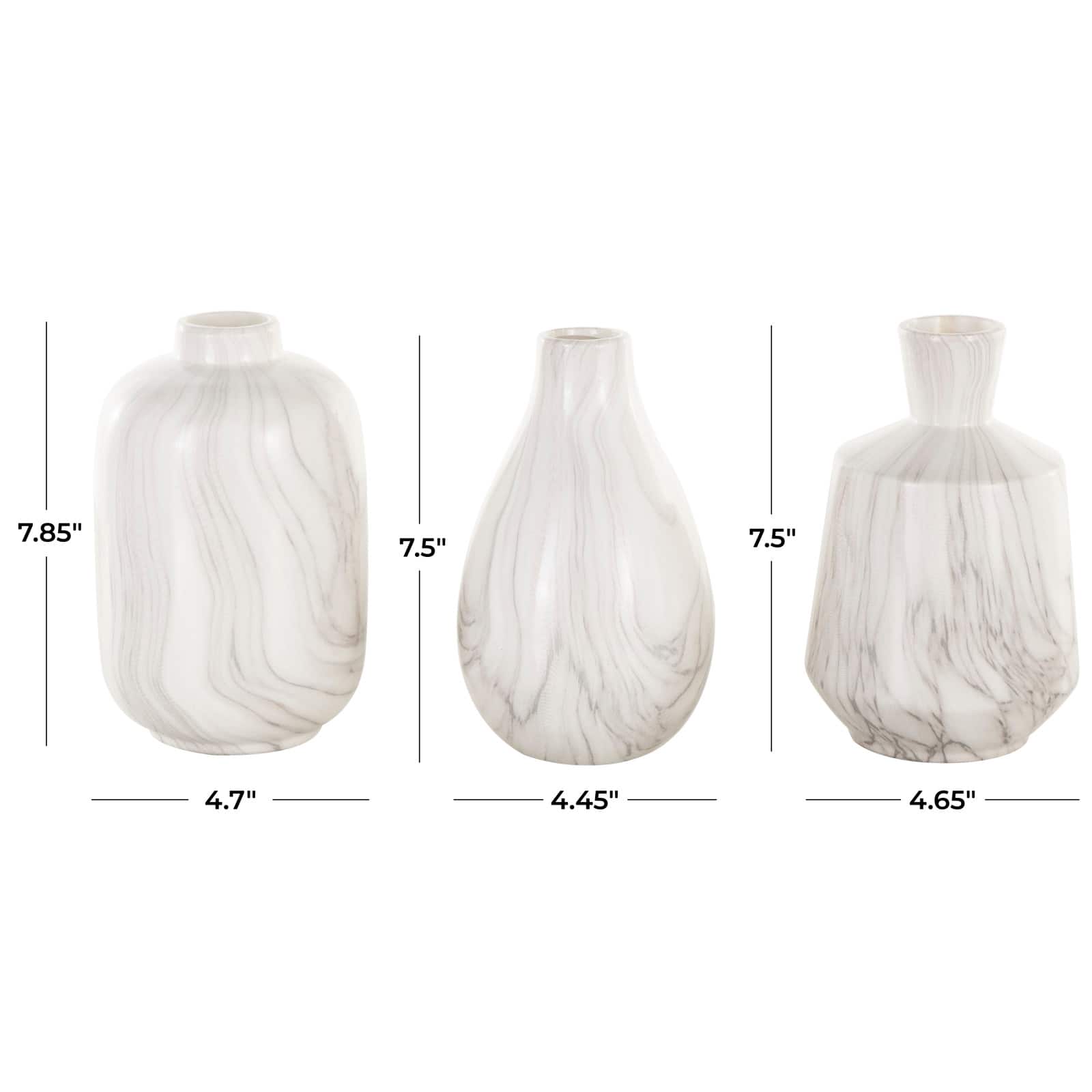 White Ceramic Marble Inspired Vase Set