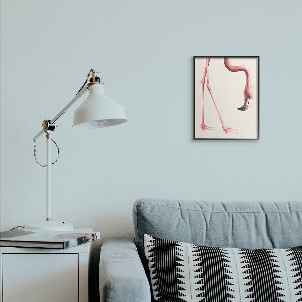Stupell Industries Pink Flamingo Bending Feet Beak Detail Framed Wall Art