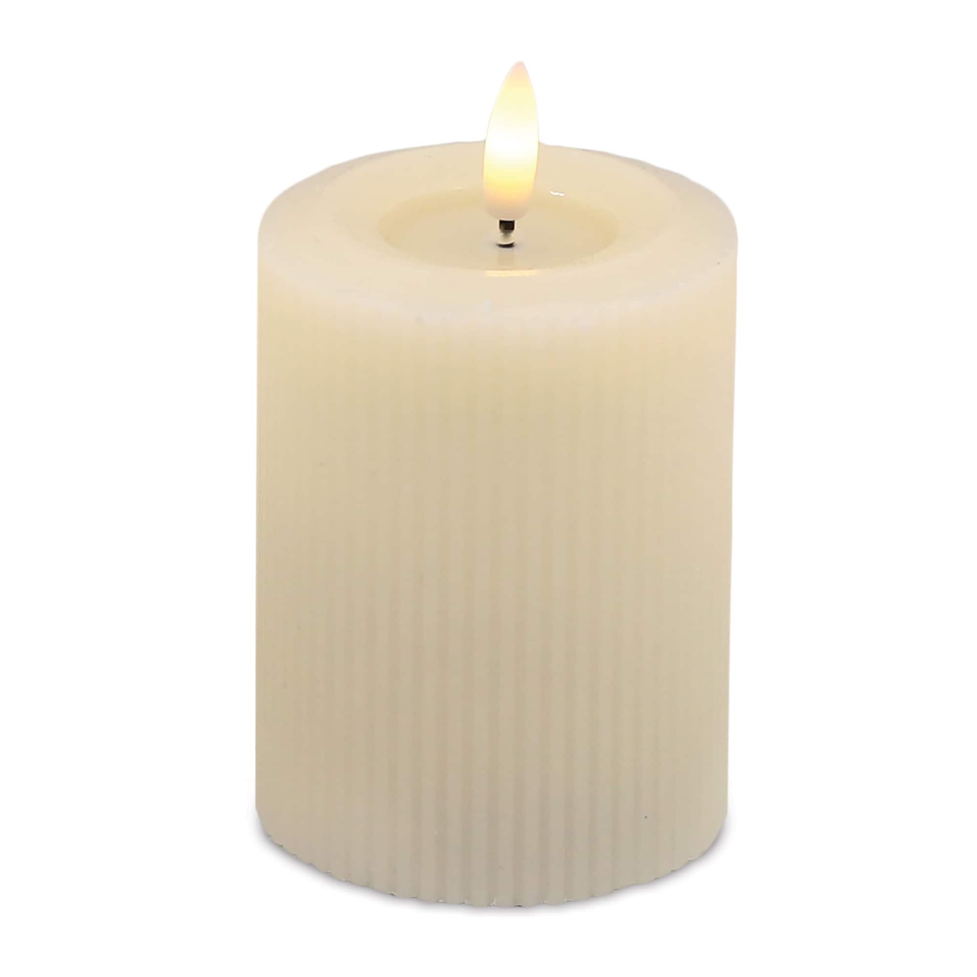 Melrose Beige FIA WICK LED Pillar Candles, 2ct.