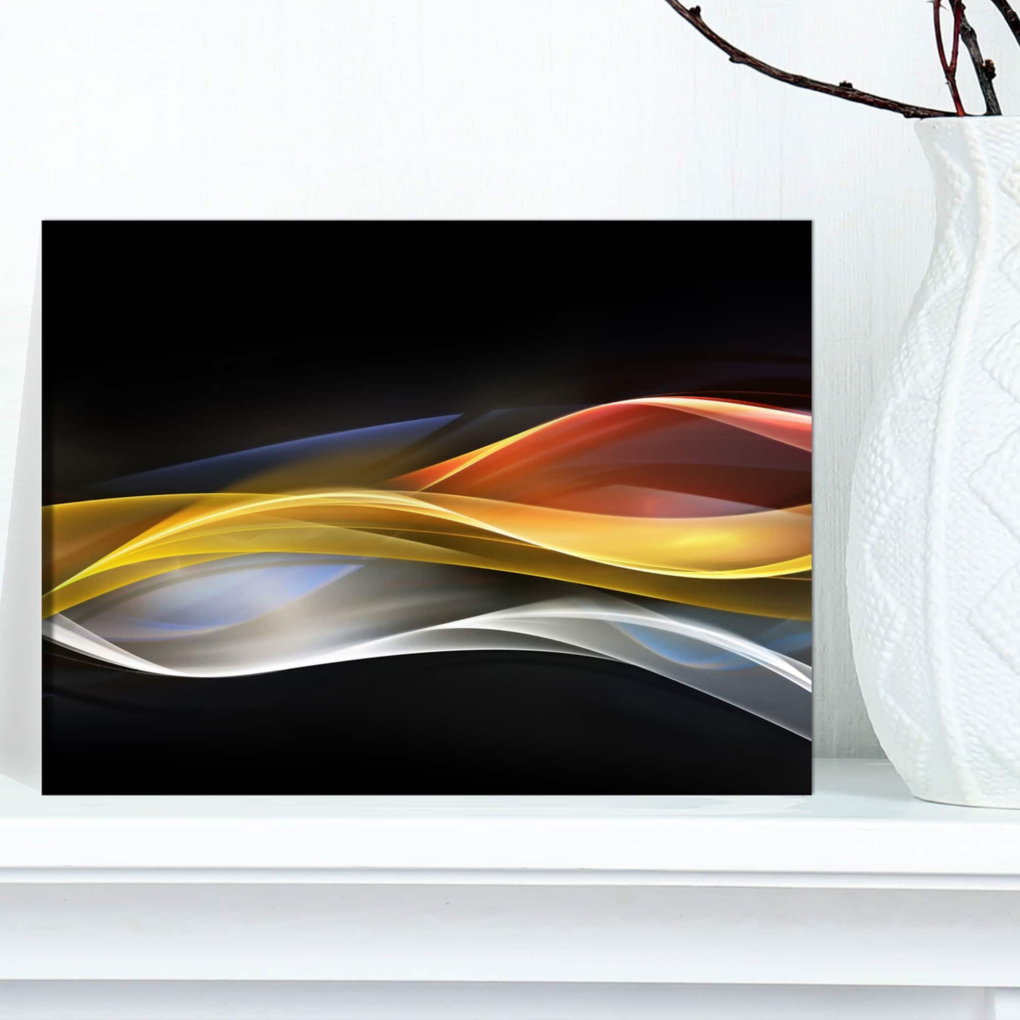 Designart - 3D Gold Silver Wave Design