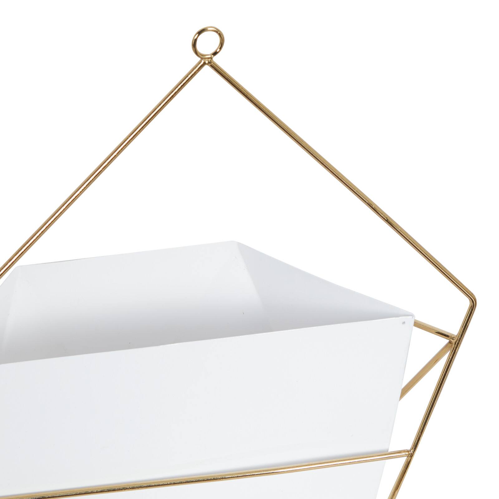 CosmoLiving by Cosmopolitan Set of 2 White Metal Contemporary Planter, 12", 15"