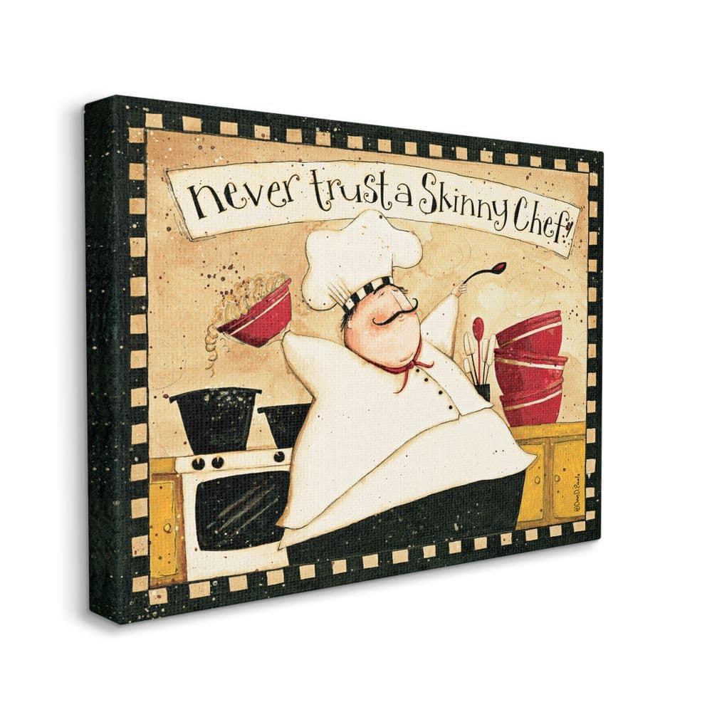 Stupell Industries Never Trust a Skinny Chef with Happy Cook Phrase Canvas Wall Art