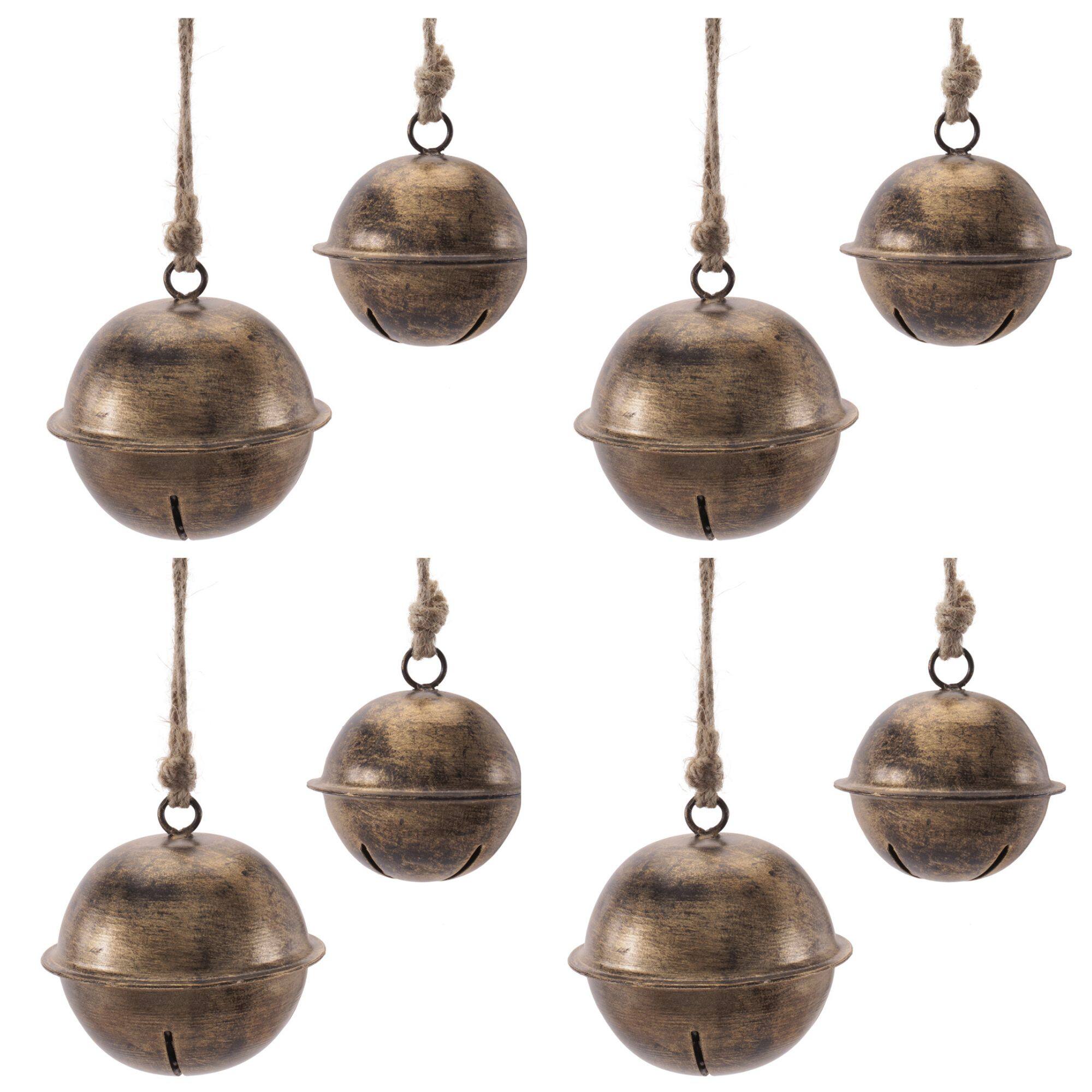 Melrose Bronze Iron & Jute Bell Ornament Set