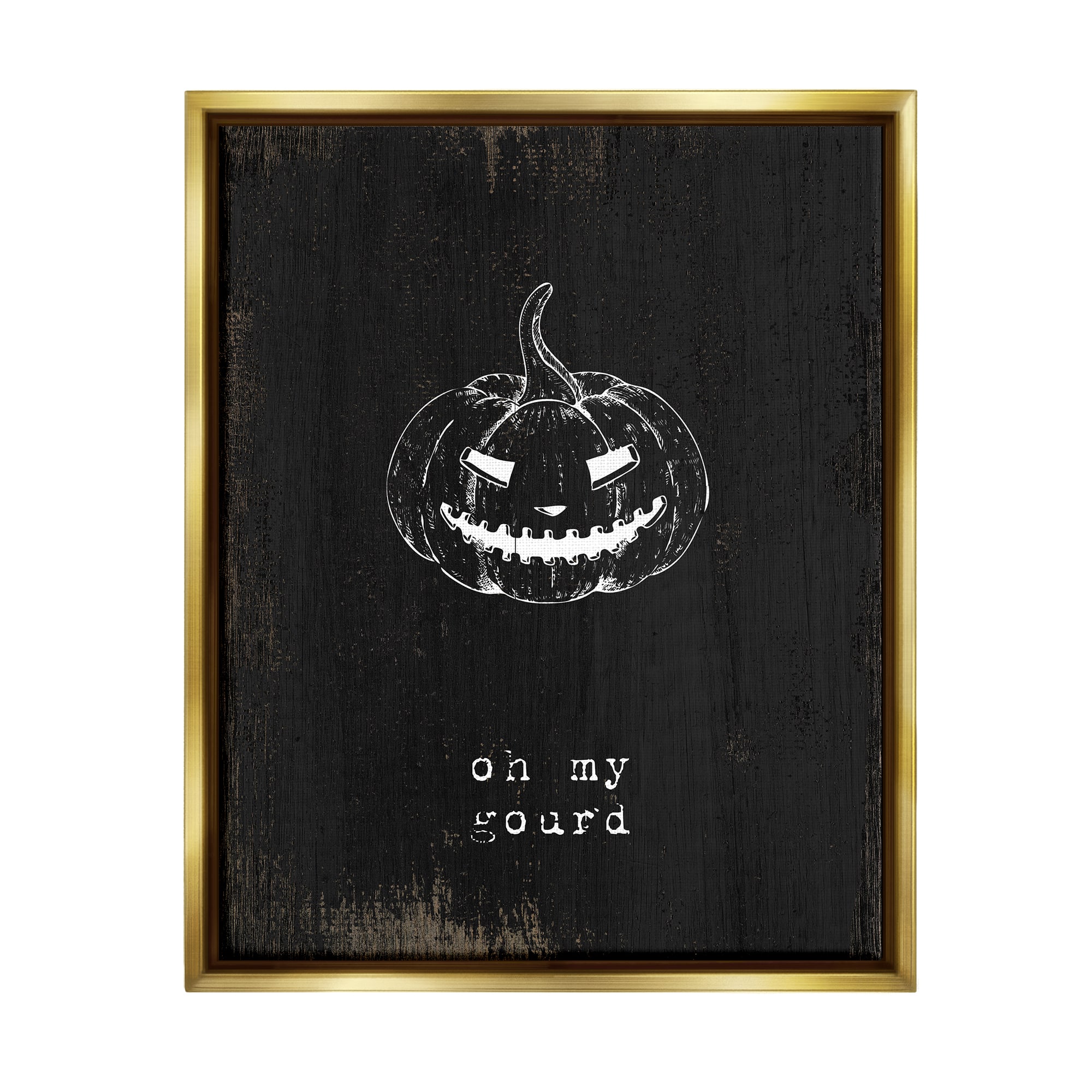 Stupell Industries Oh My Gourd Jack-o-Lantern Framed Floater Canvas Wall Art