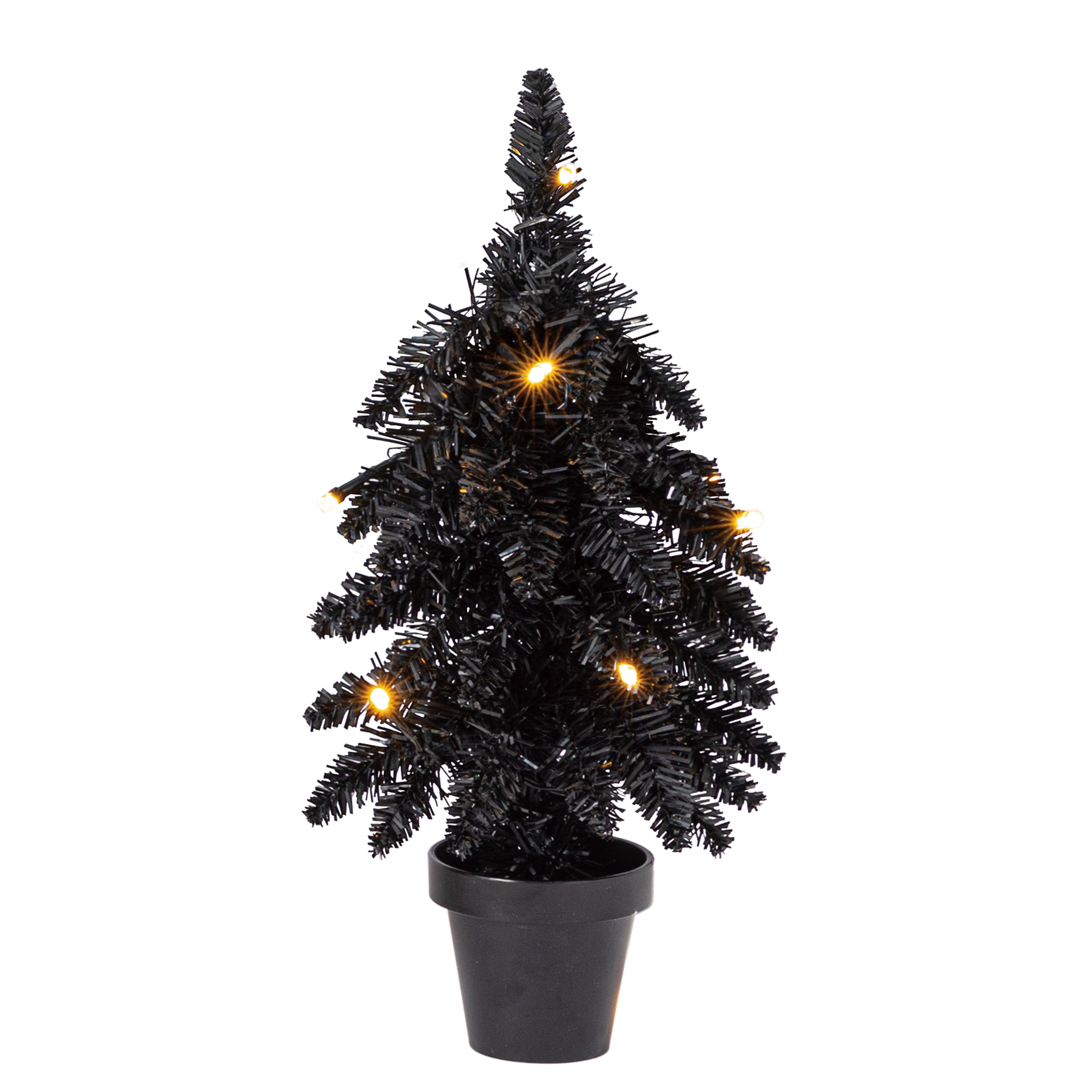 Pre-Lit Black Tinsel Tree 12" Color-Changing LED, 50% Off