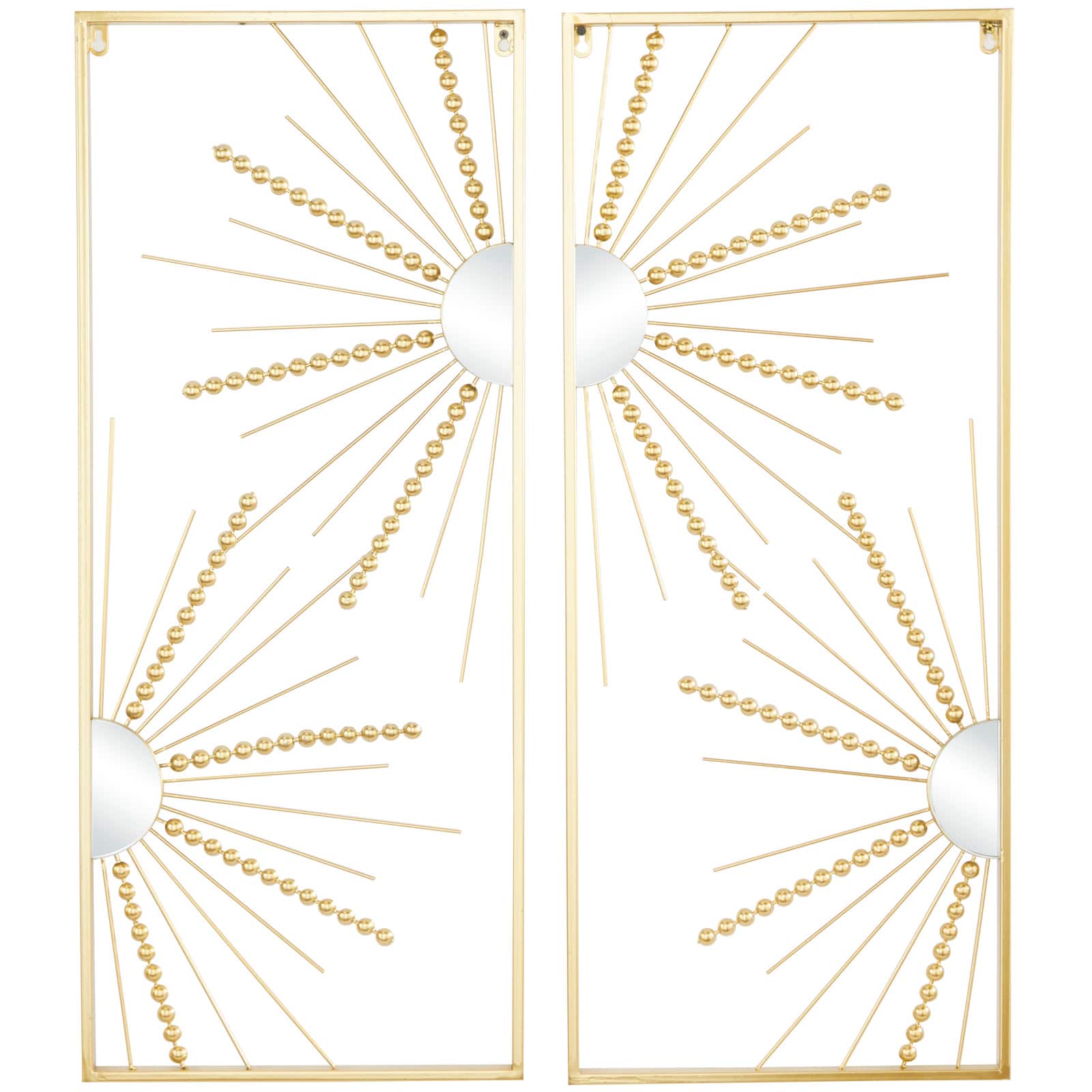 CosmoLiving by Cosmopolitan Gold Metal Half Moon Mirror Geometric Wall Decor with Gold Frame Set of 2 15", 36"