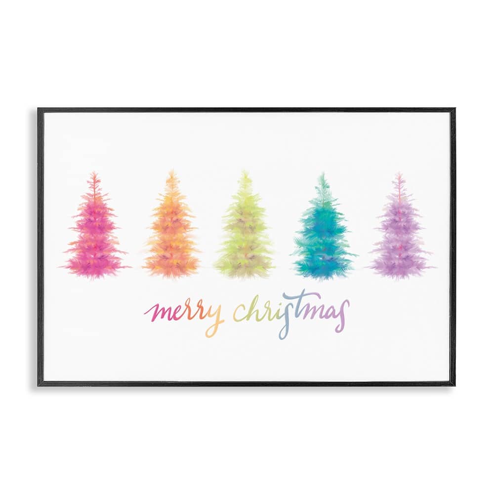 Stupell Industries Rainbow Christmas Trees Framed Giclee Wall Art