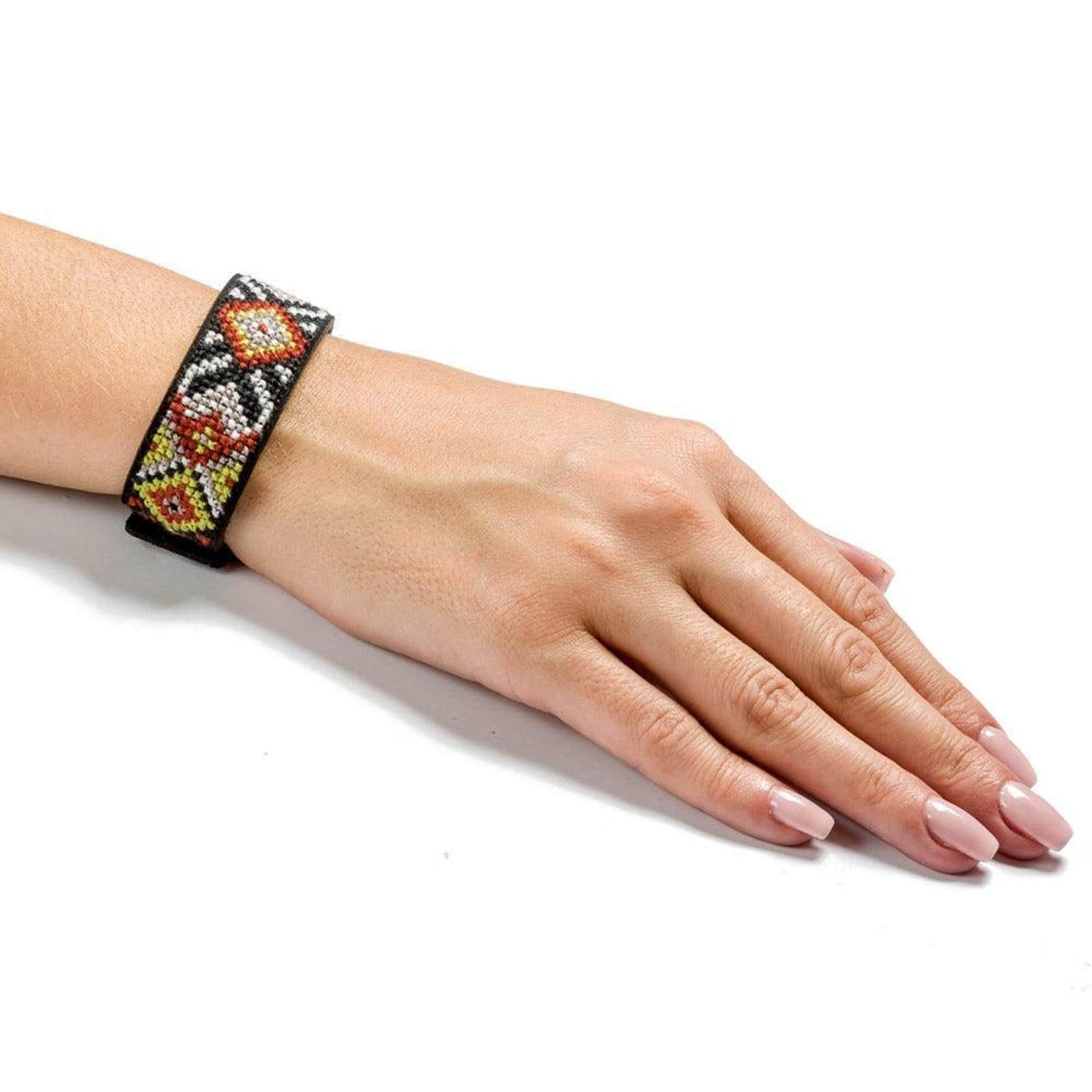 Wonderland Crafts Orange Artificial Leather Cross Stitch Bracelet Kit