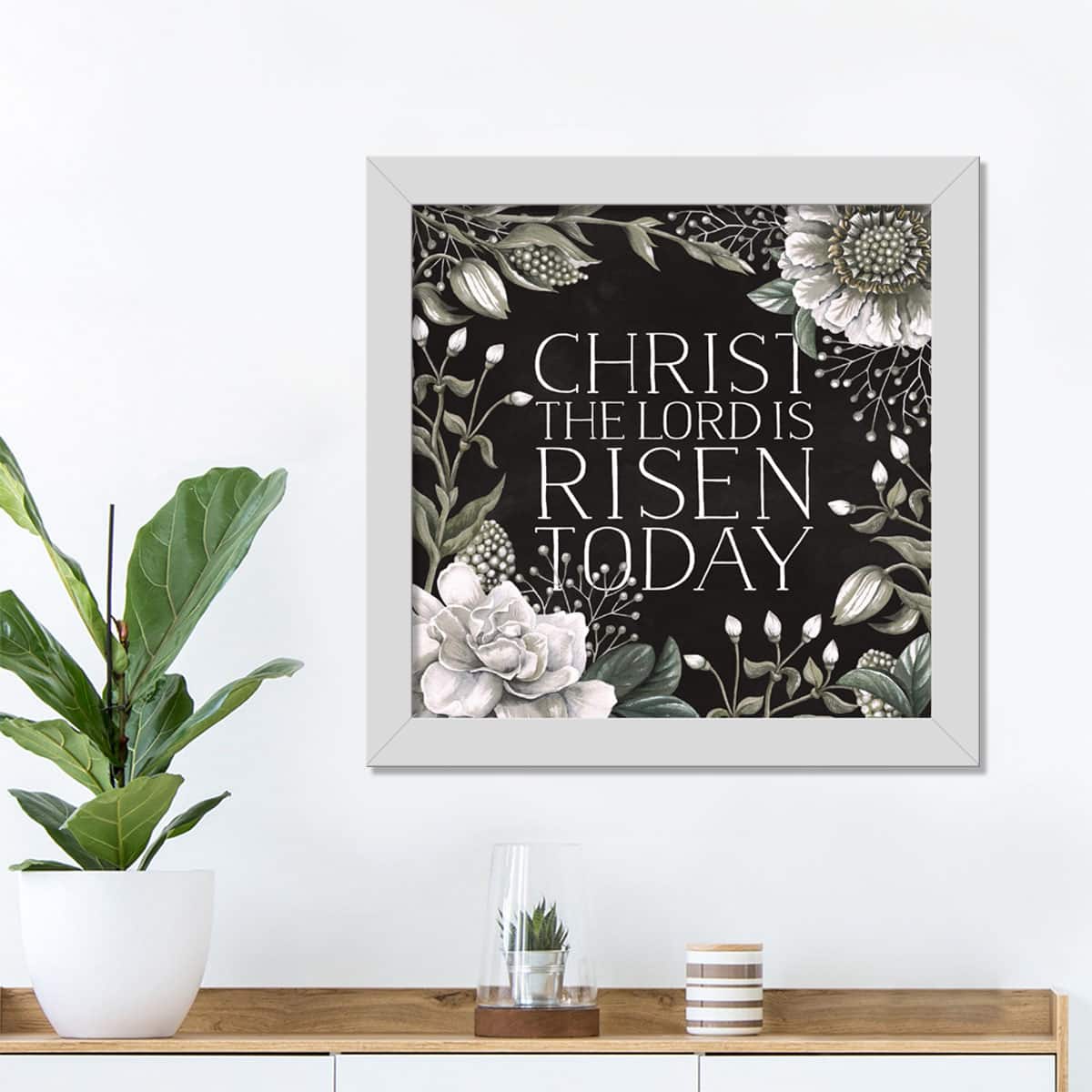 Christ Risen Today 16" x 16" White Framed Print Under Plexiglass