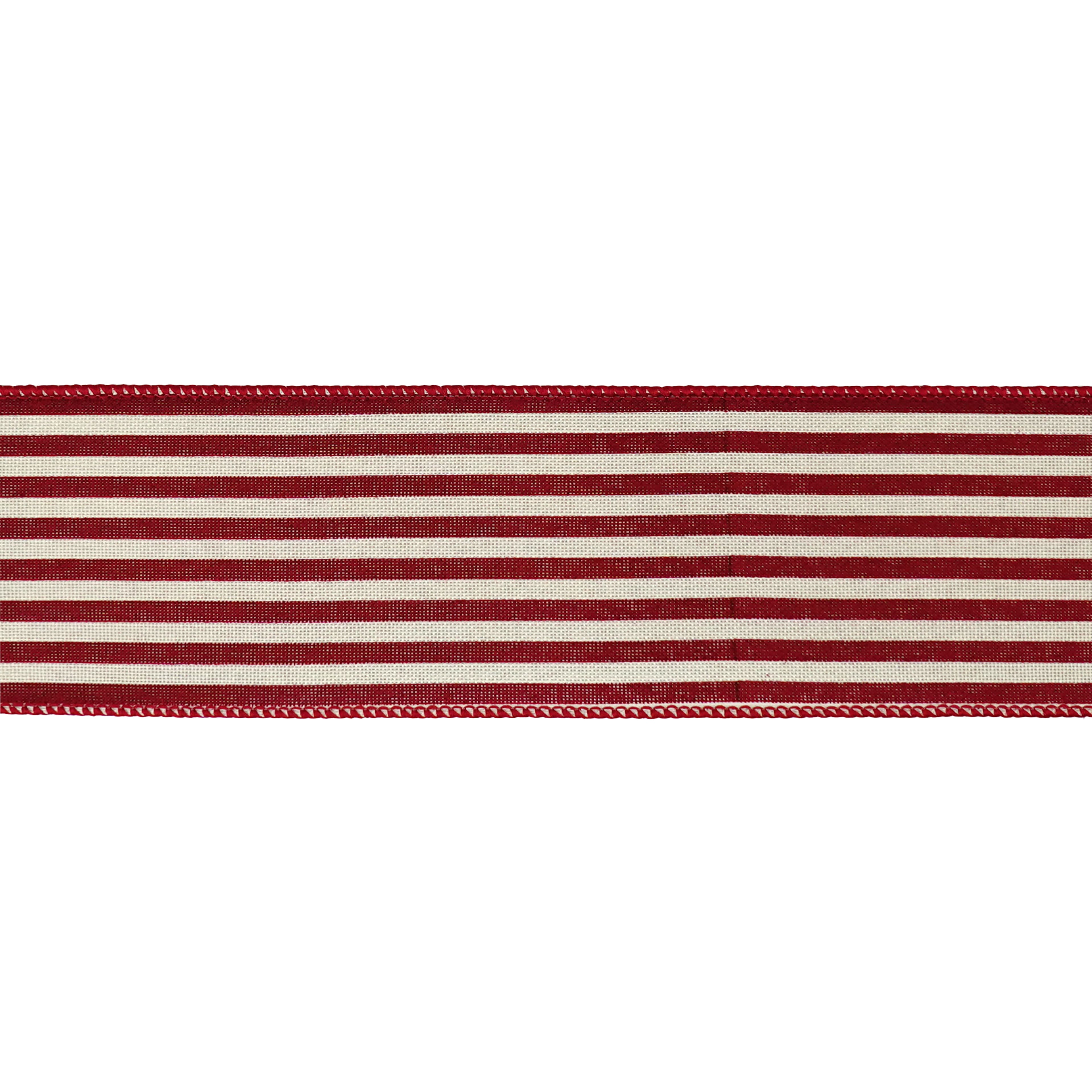 2.5" x 6.6yd. Red & White Stripes Wired Faux Linen Ribbon by Celebrate It®