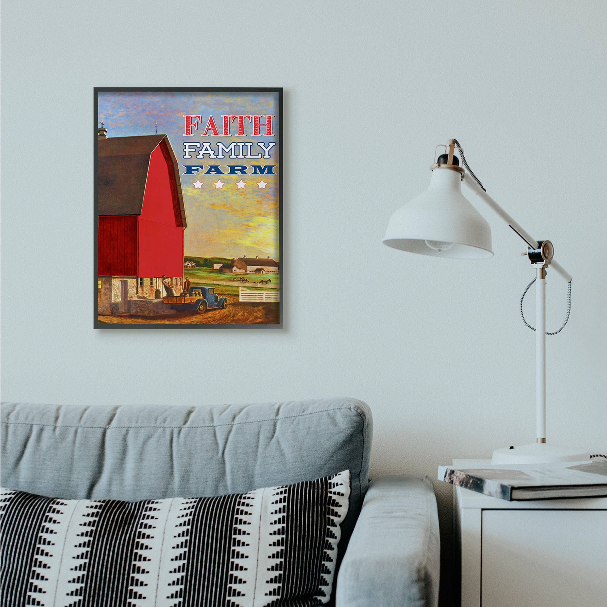 Stupell Industries Faith Family Farm Wall Art in Frame