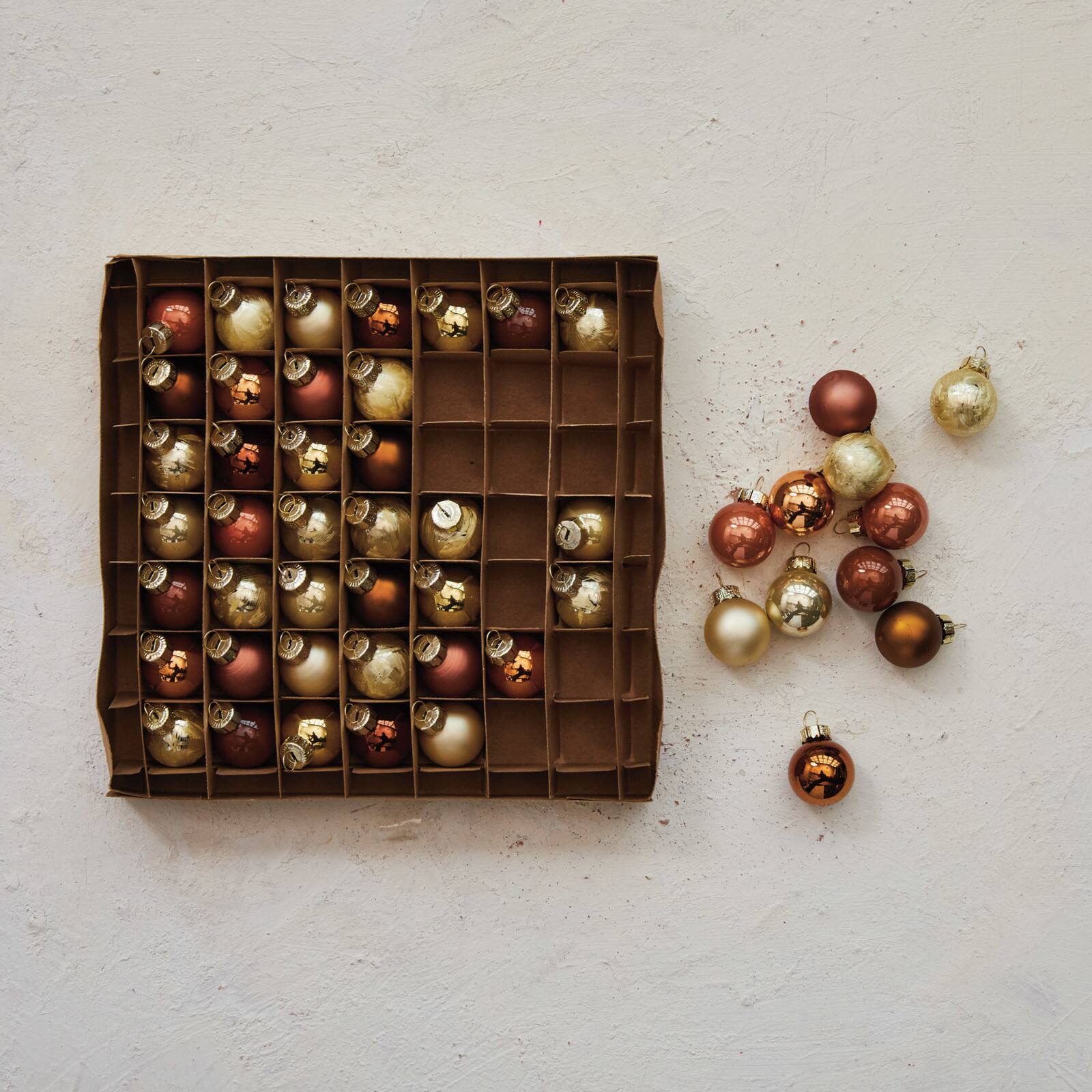 Hello Honey® 1" Brown & Gold Round Glass Ball Ornaments, 49ct.