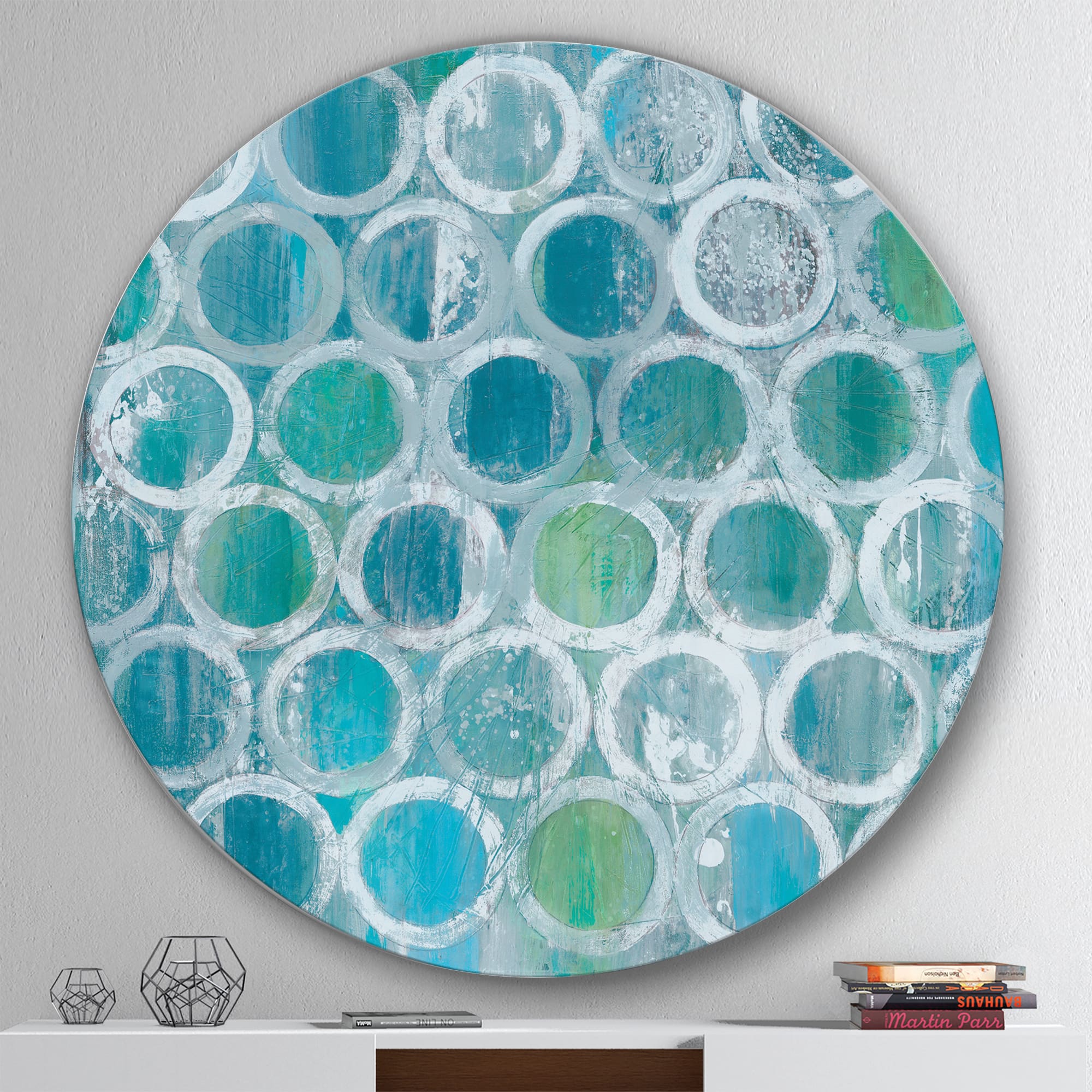 Designart - Natural Blue Circle - Geometric Metal Circle Wall Art