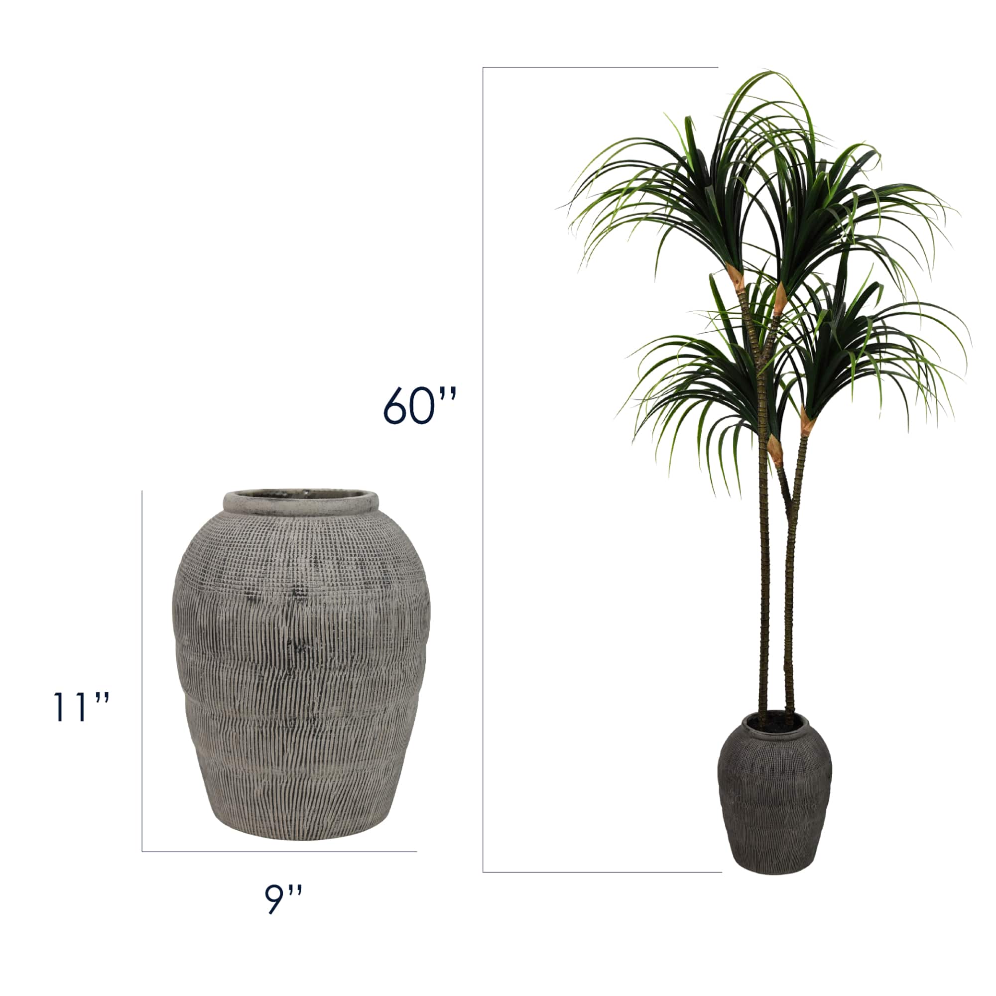 American Art Decor 5ft Artificial Dragon Tree in Cement Pot Faux Plant