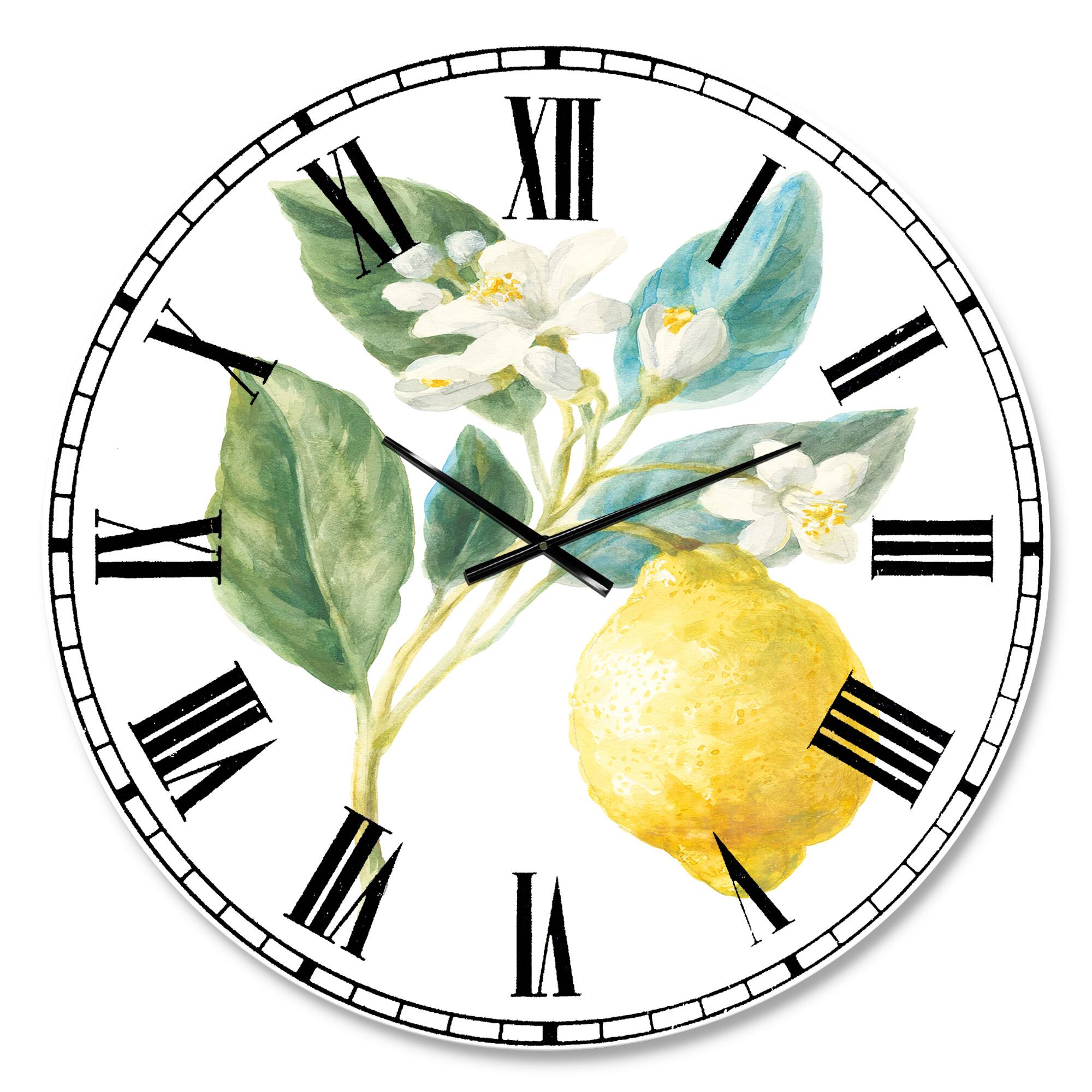Designart 'Floursack Lemon I Farmhouse Wall Clock