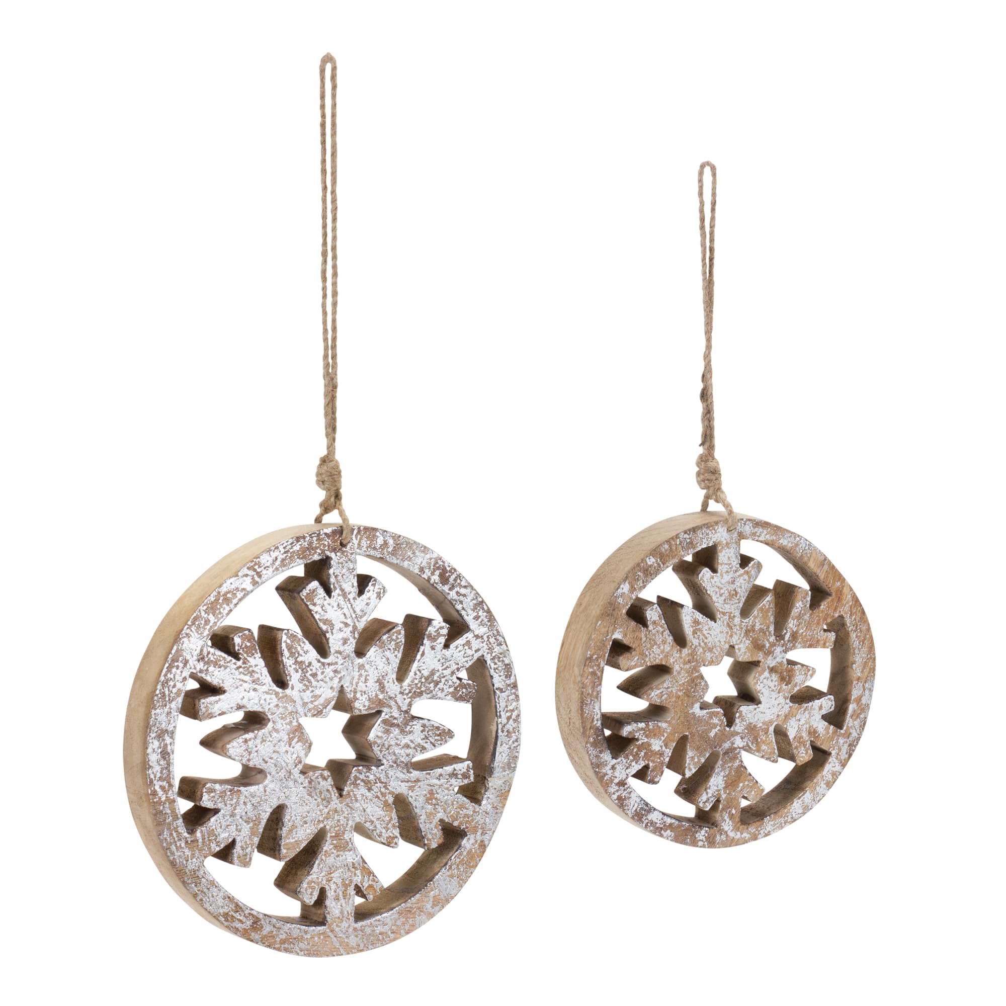 Cut Out Snowflake Wood Ornament Set