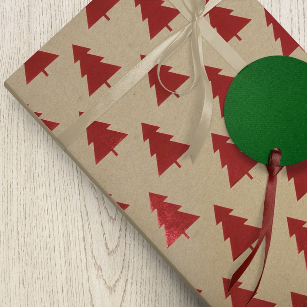 JAM Paper Red Trees on Brown Kraft Paper Gift Wrap
