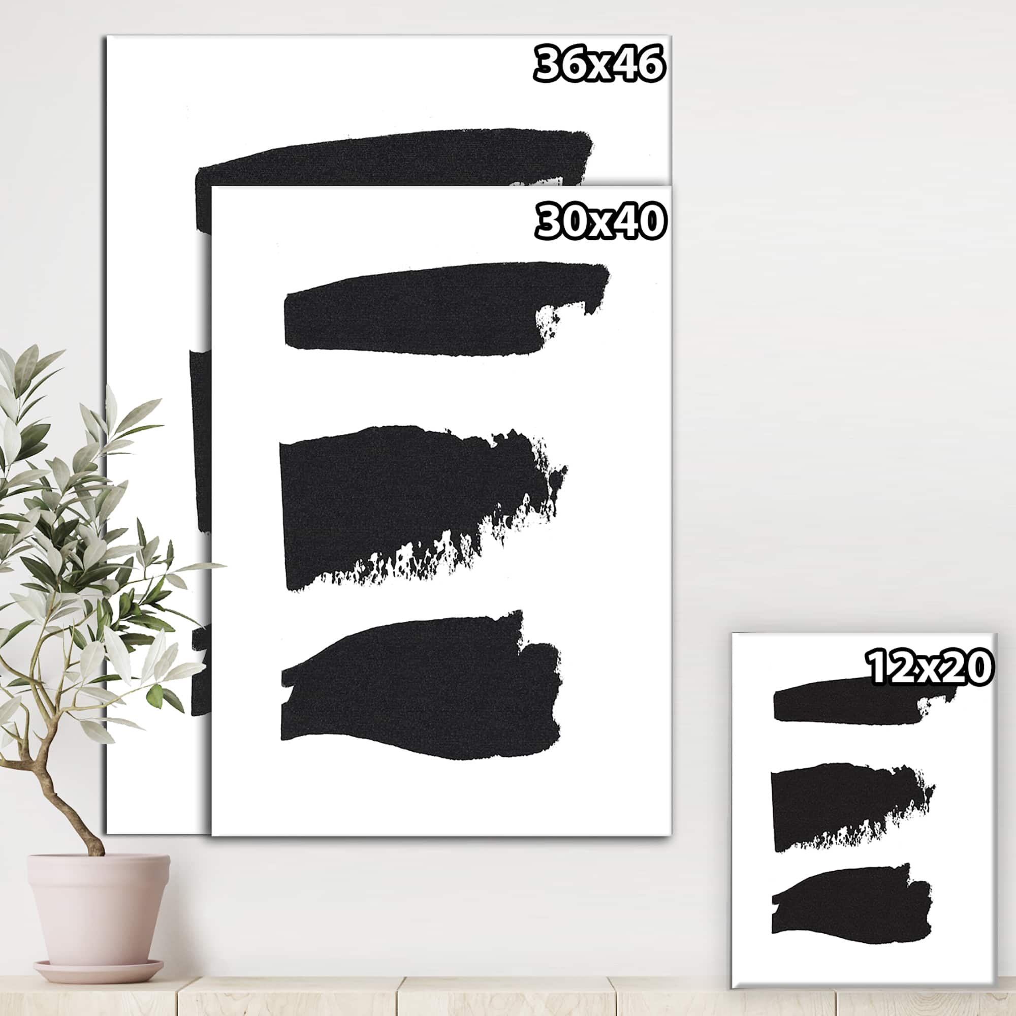 Designart - Black and White Geometric Company II - Mid-Century Modern Gallery-wrapped Canvas