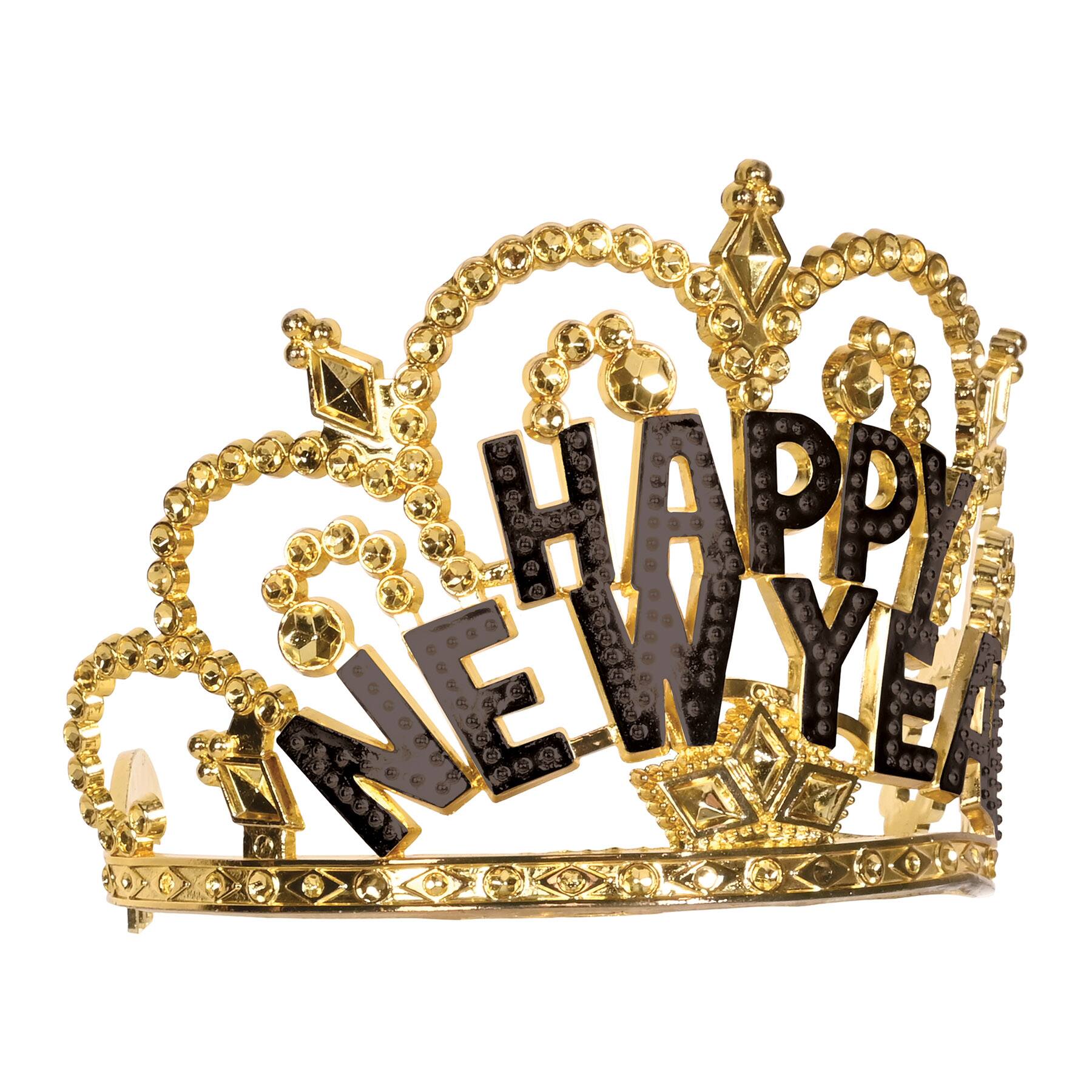 Beistle Gold & Black Plastic Happy New Year Tiaras, 2ct.