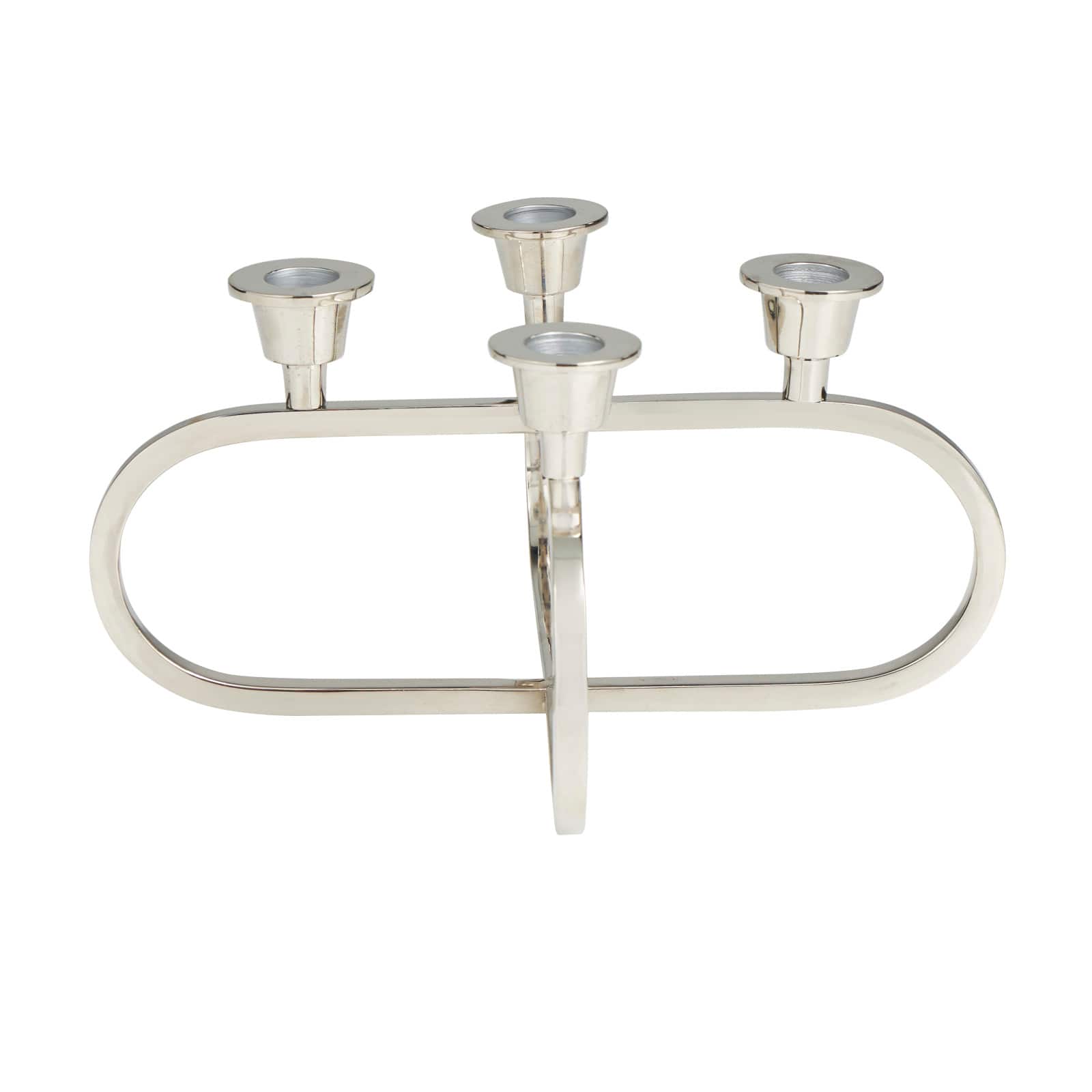 8" Silver Stainless Steel Overlapping Oval Geometric Candelabra