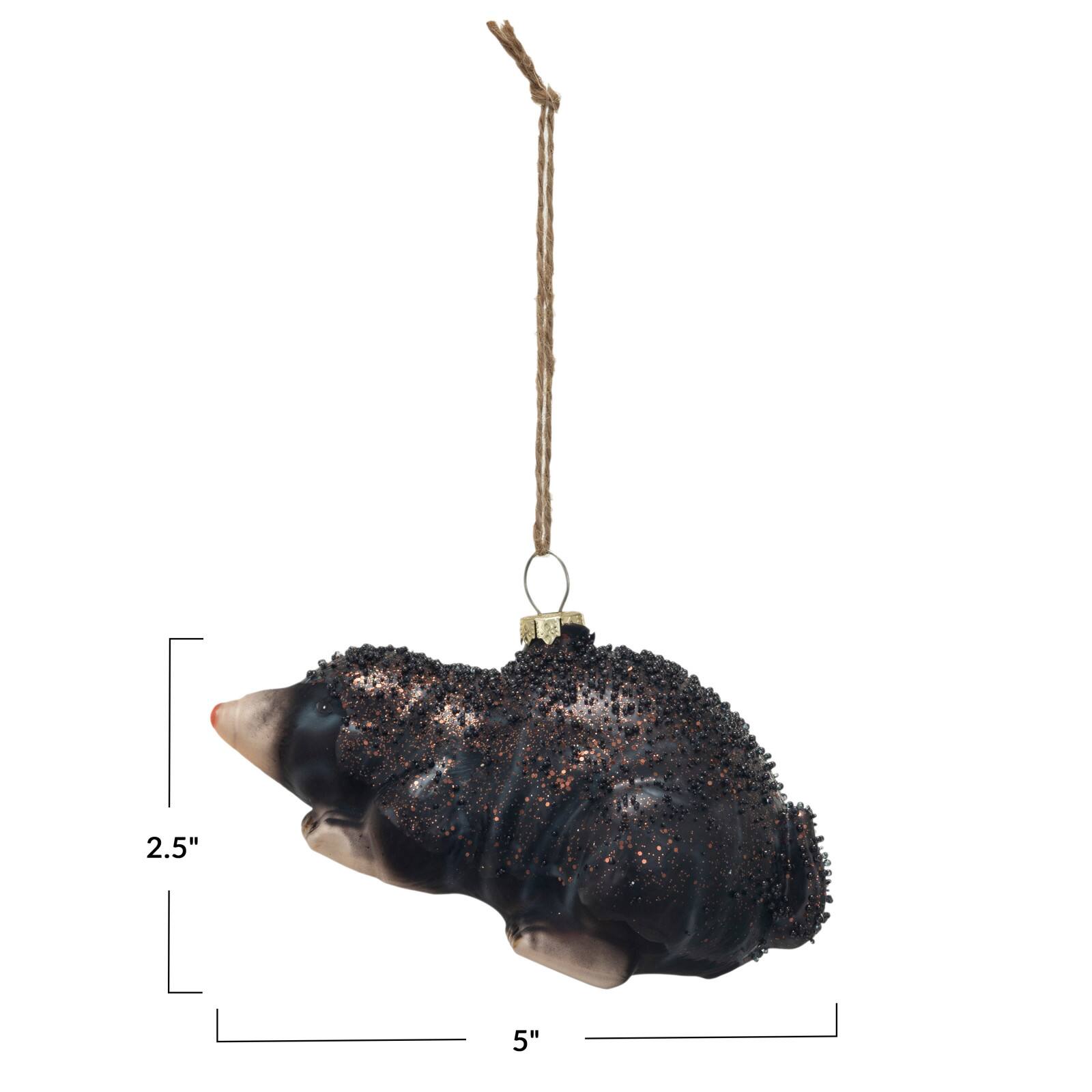 Hello Honey® Hand-Painted Brown Mole with Glitter Glass Ornament