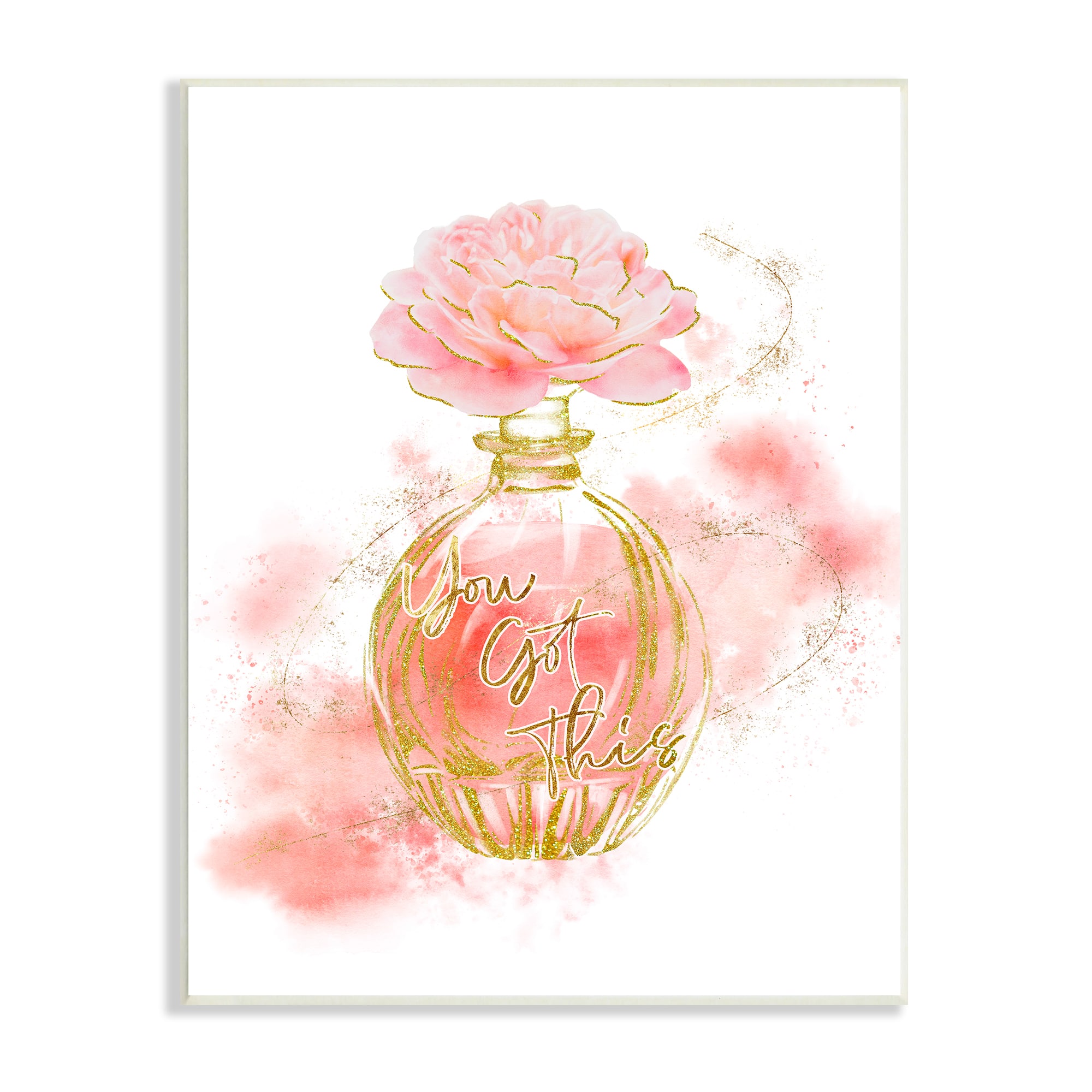 Stupell Industries You Got This Phrase Glam Fashion Pink Rose Cosmetic Wall Plaque