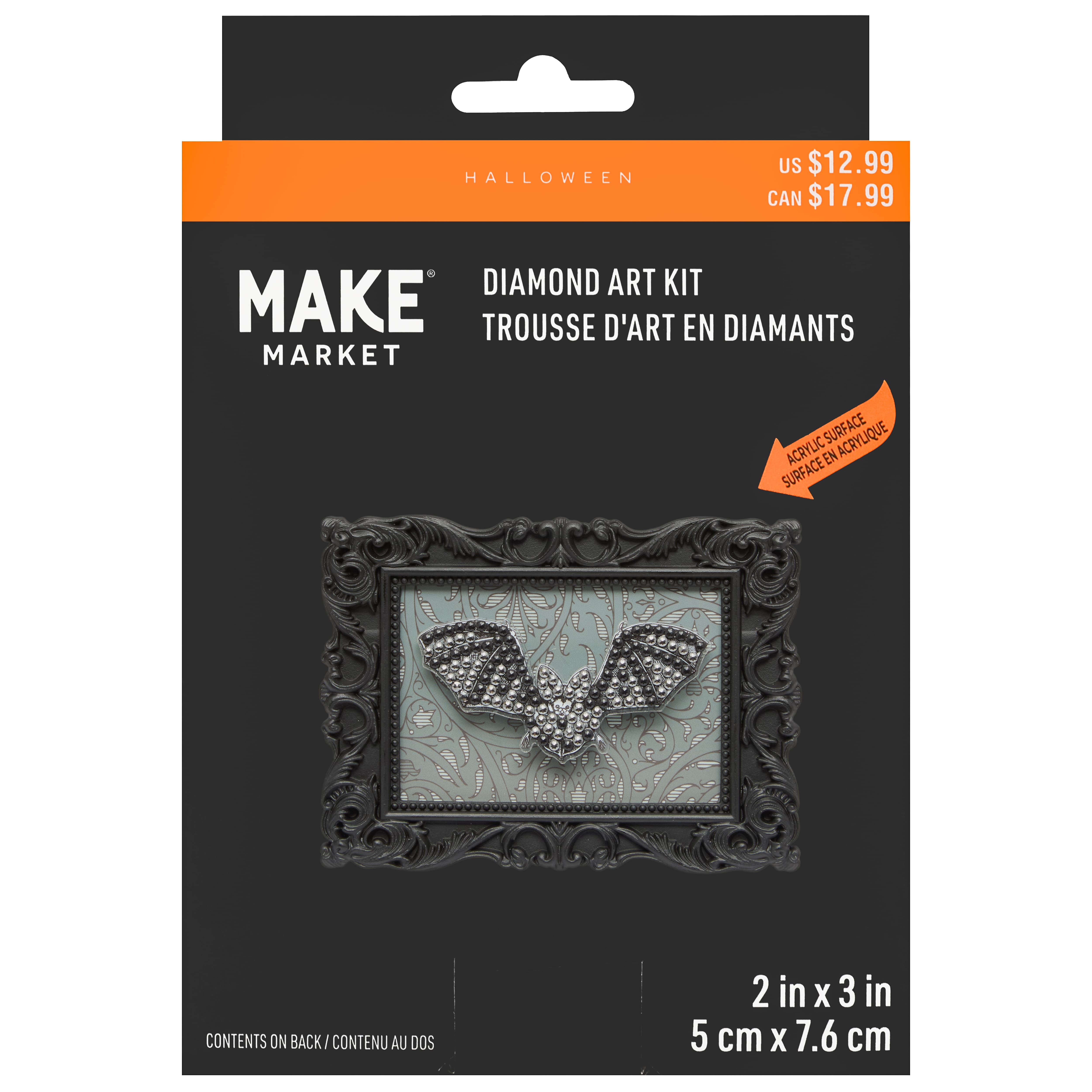 2" x 3" Bat Acrylic Surface Diamond Art Kit with Frame by Make Market®