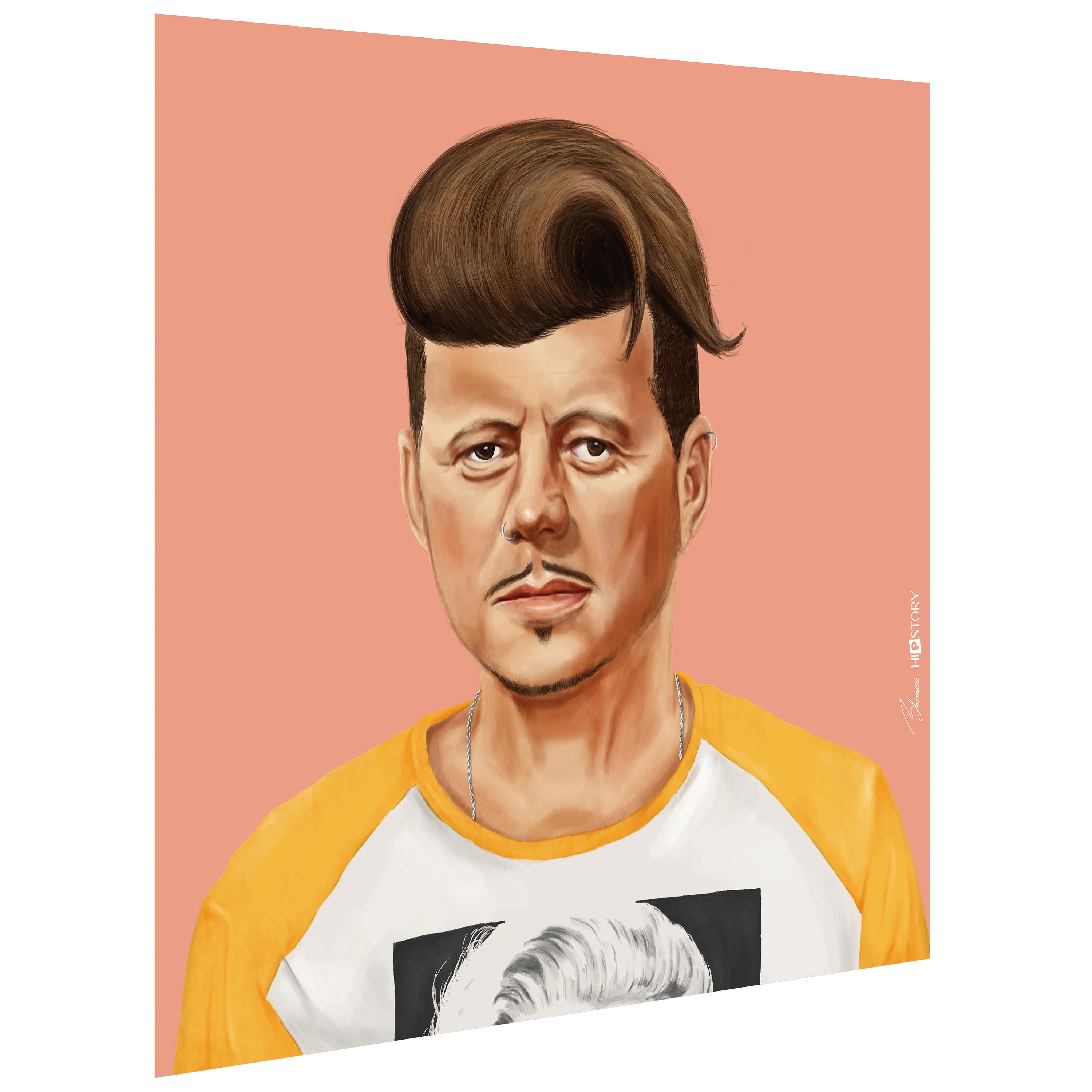 Empire Art Direct Hipstory™ 24" x 24" Hip John Kennedy Frameless Free Floating Printed Tempered Glass Wall Art