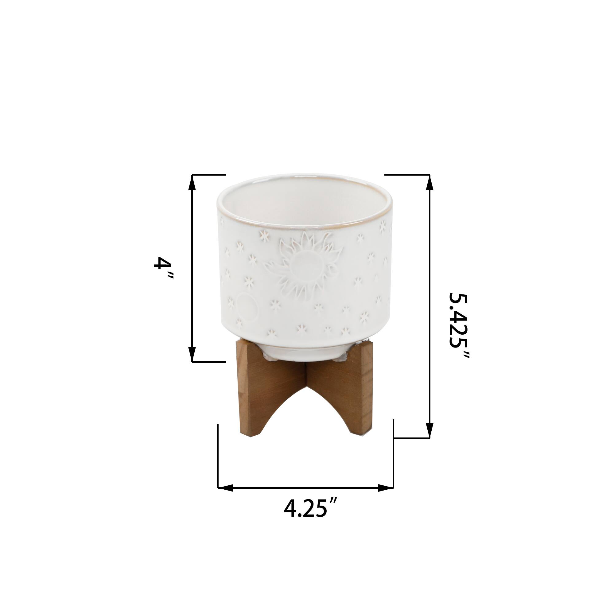 Flora Bunda® 4.25" Sunmoon Ceramic Pot On Stand