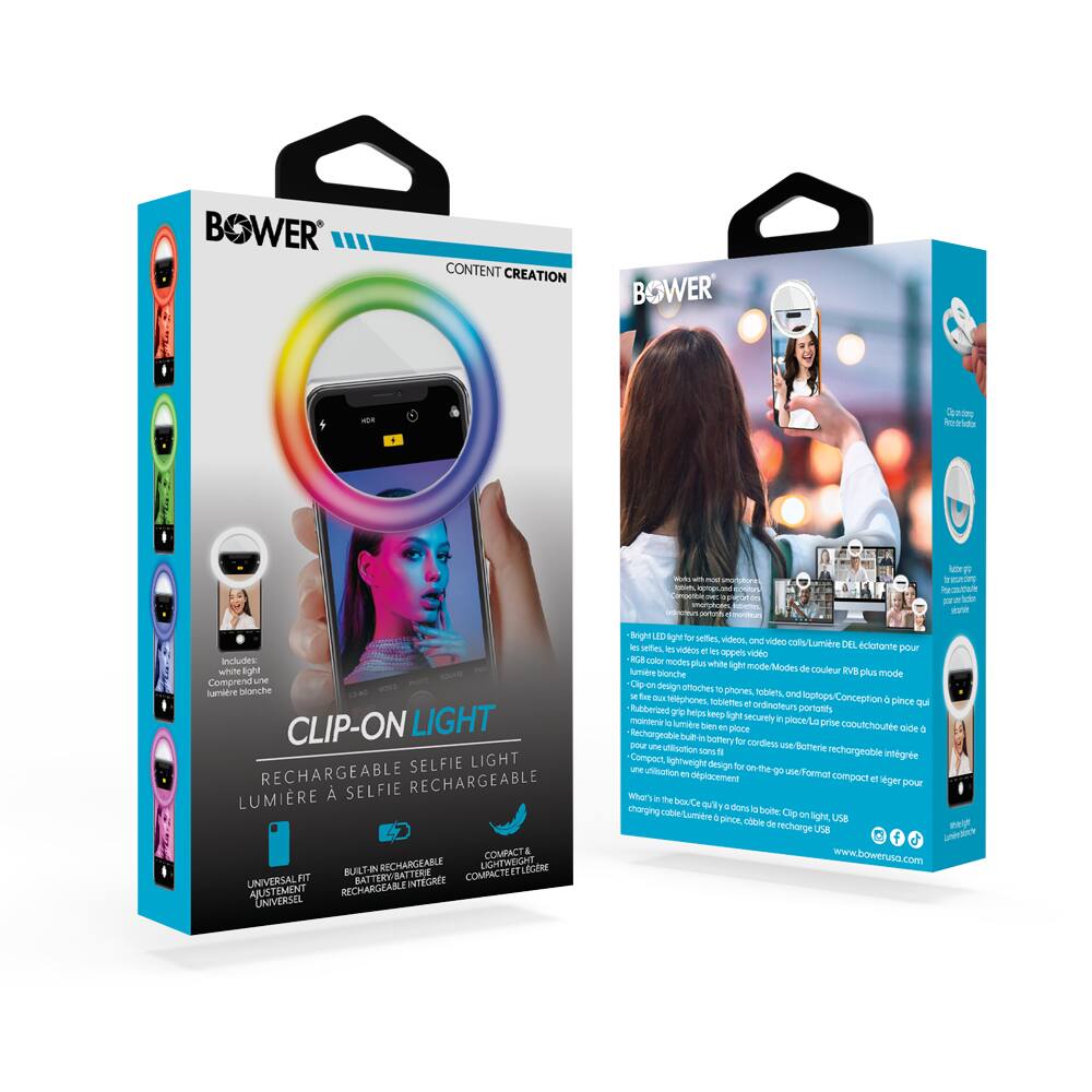 Bower White & RGB LED Clip-On Rechargeable Selfie Light