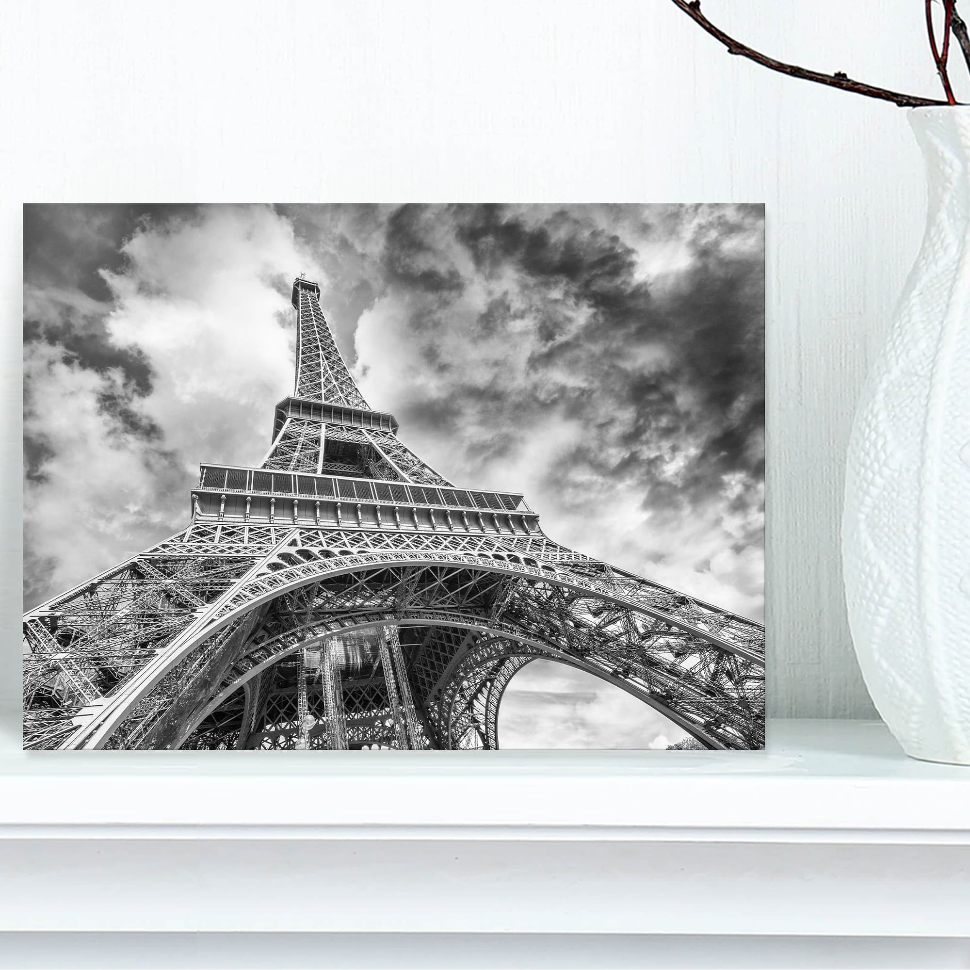 Designart - Black and White View of Paris Paris Eiffel Tower - Cityscape Canvas Print