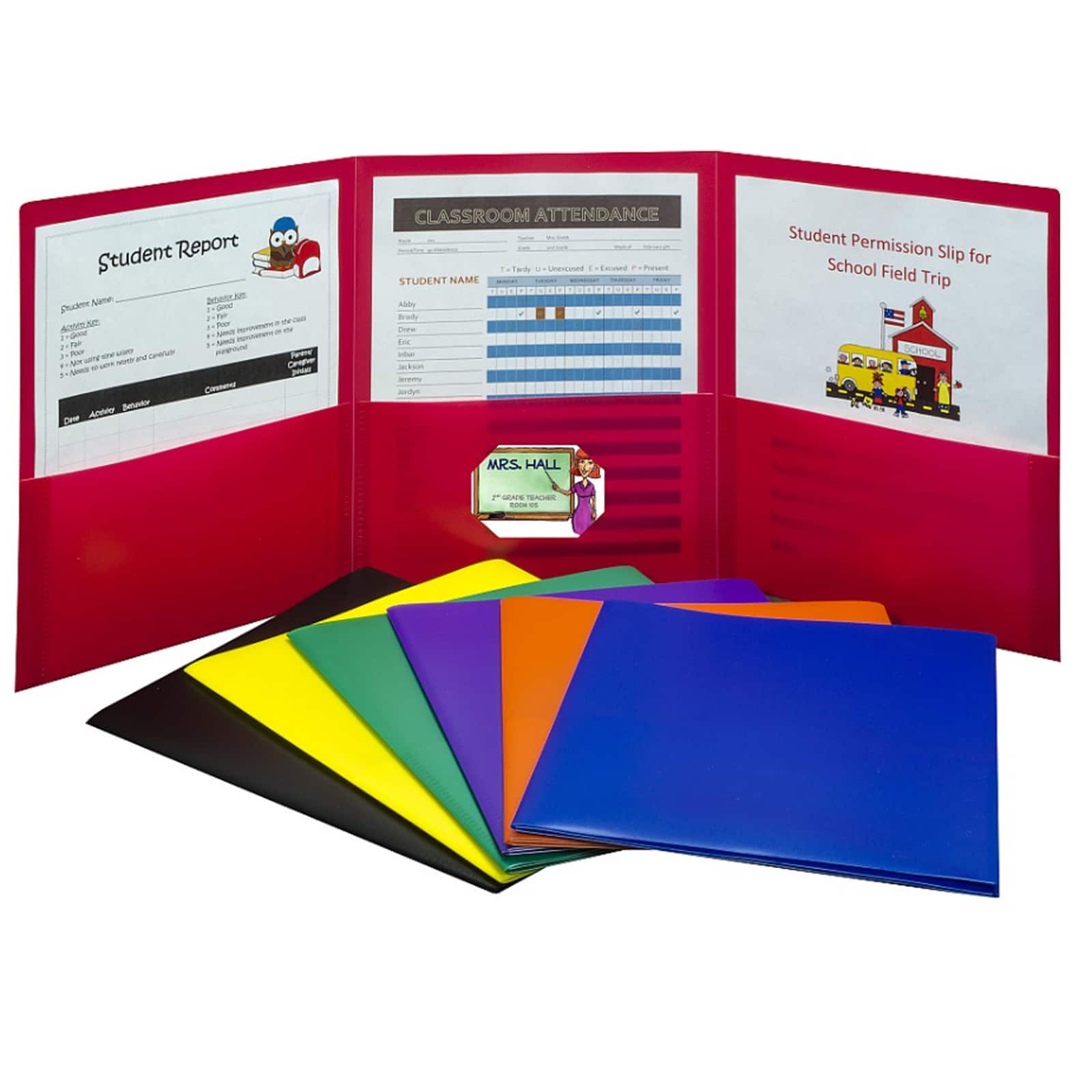 C-Line® Assorted Colors 3-Pocket Poly Portfolios, 24ct.