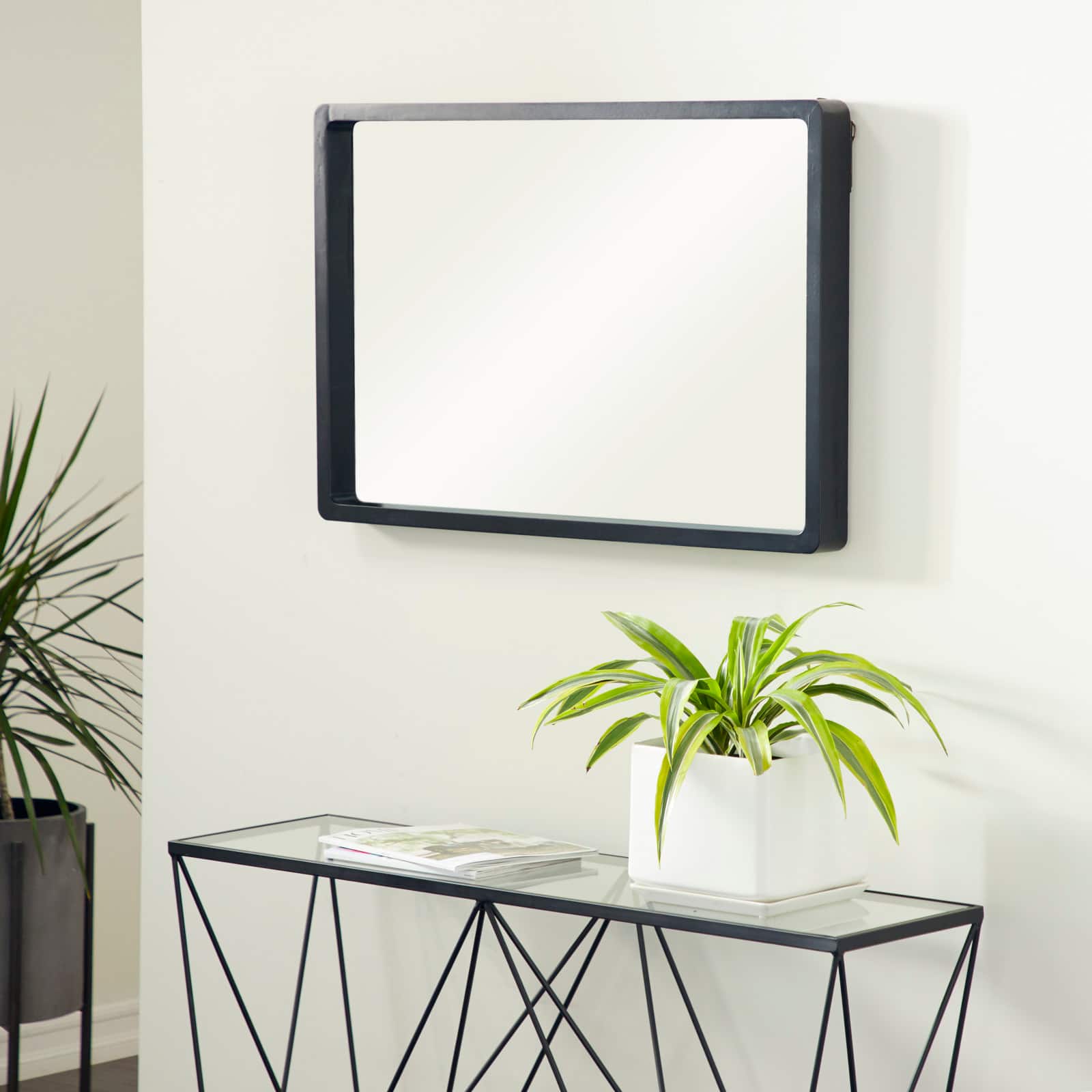 36" Black Contemporary Wood Wall Mirror