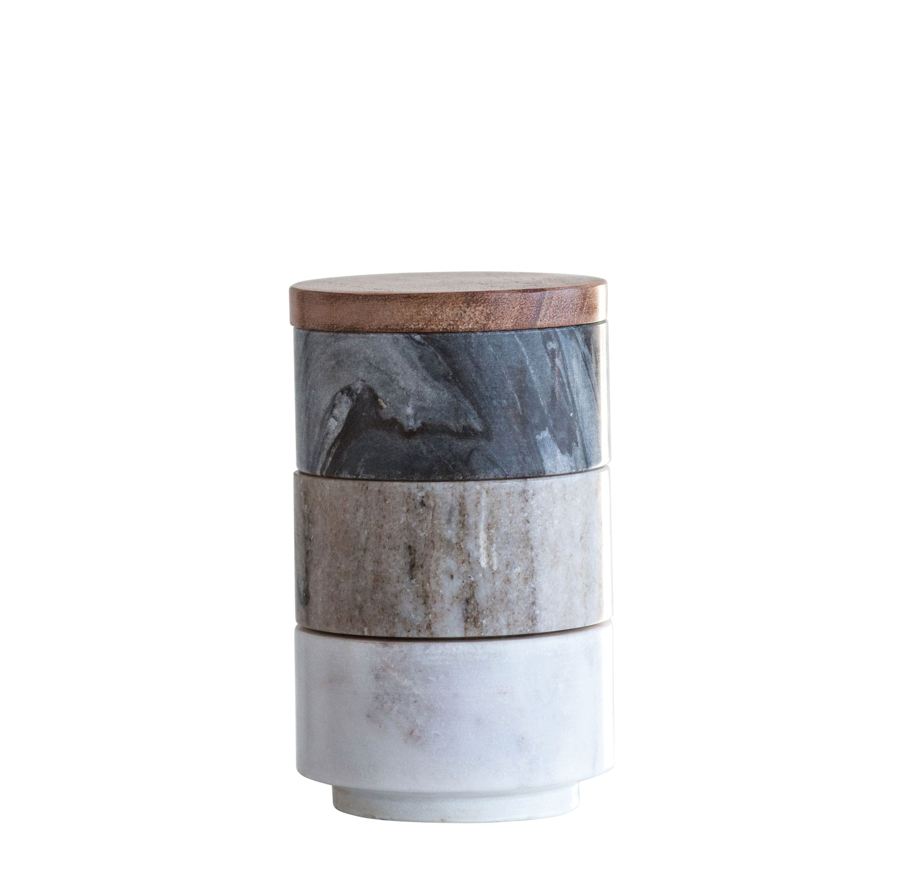 Hello Honey® Marble Stacking Pinch Pots with Wooden Lid