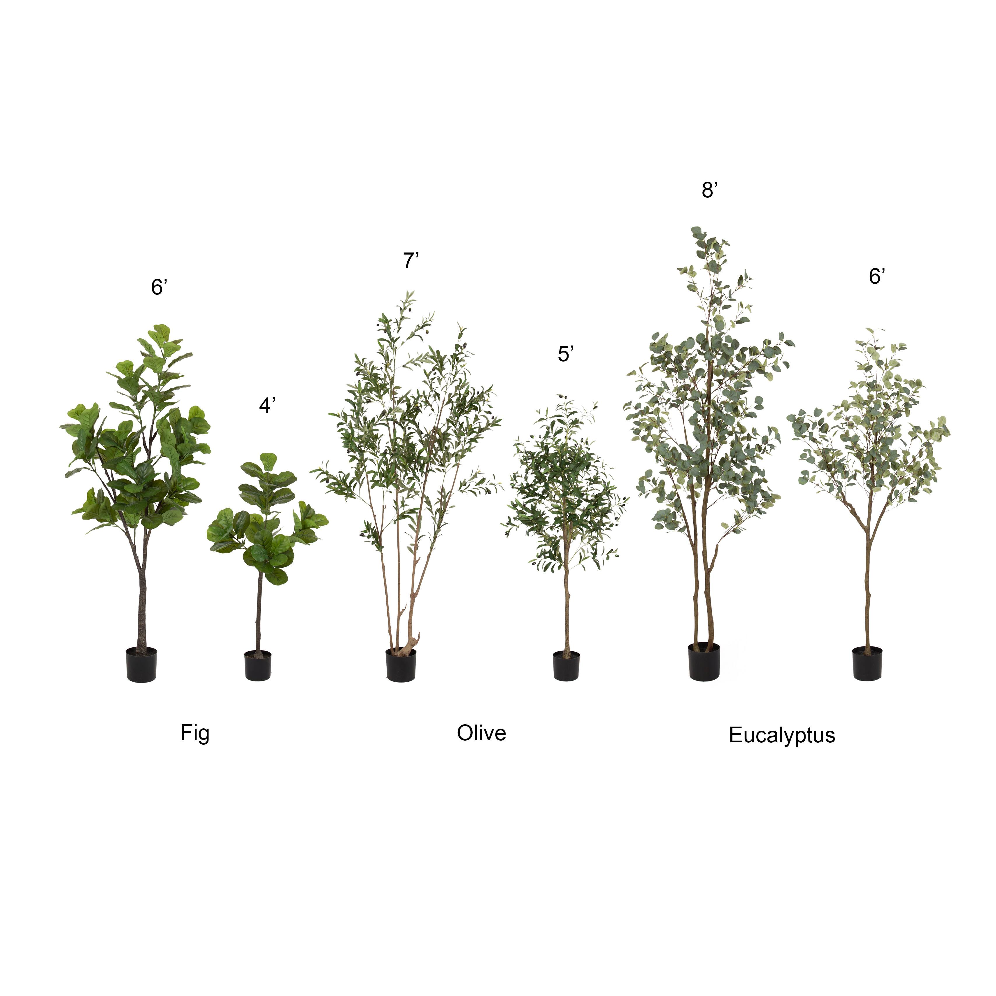 Kate and Laurel 6ft. Fidmont Faux Fiddle Fig Tree with White Planter
