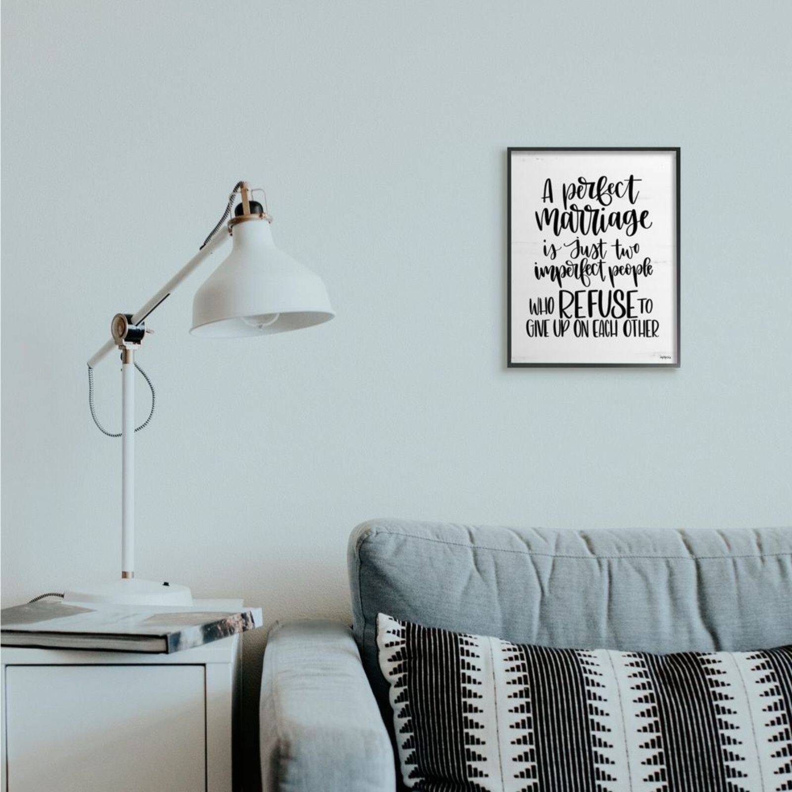 Stupell Industries Perfect Marriage Imperfect People Phrase Love Quote Black Framed Wall Art